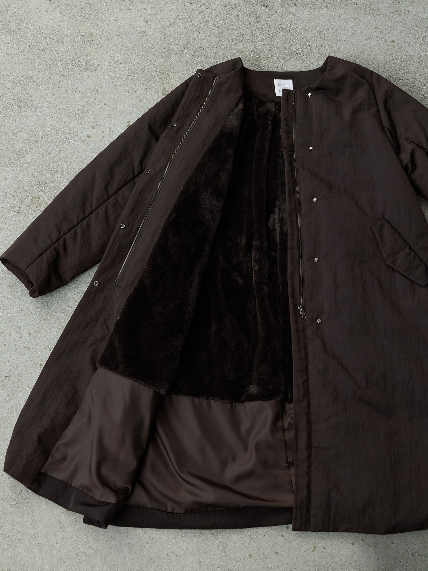 2wayノーカラーパファーコート