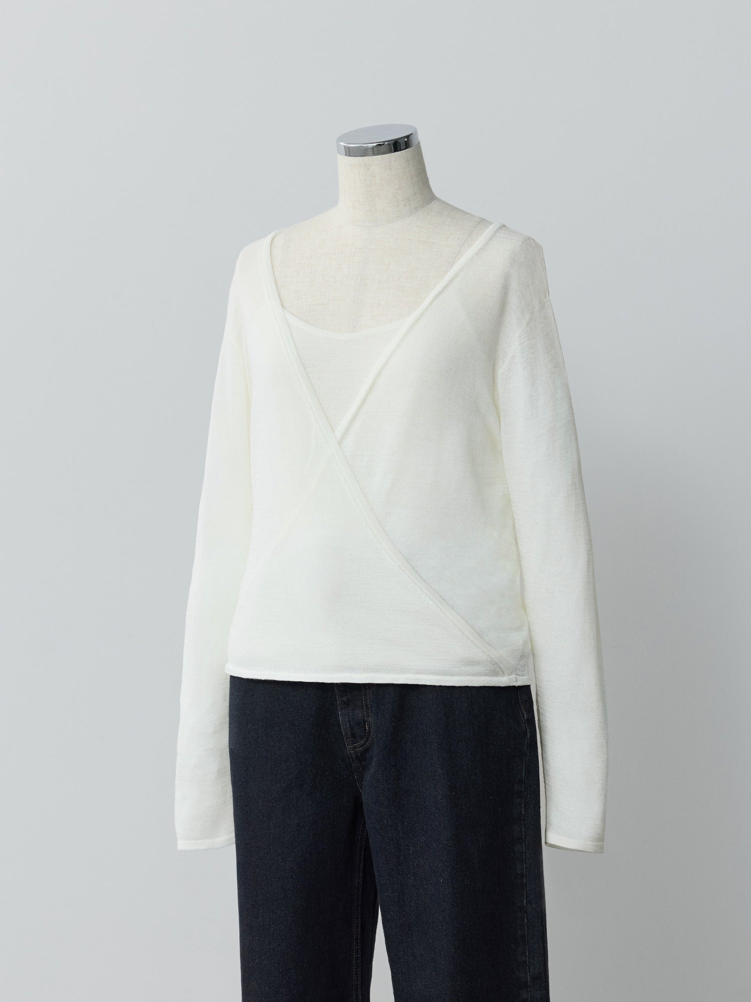 キャミレイヤードカシュクールニット