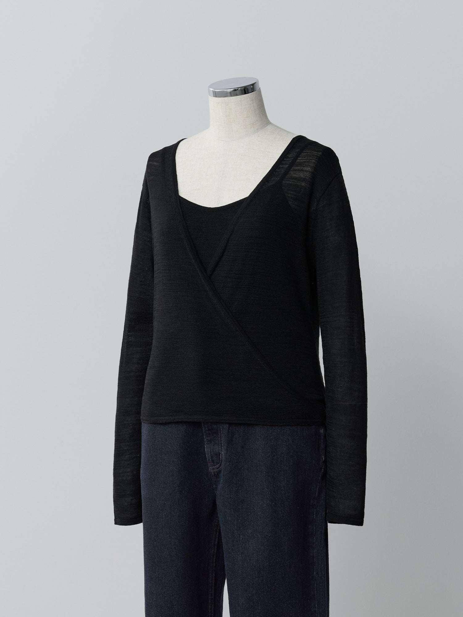 キャミレイヤードカシュクールニット