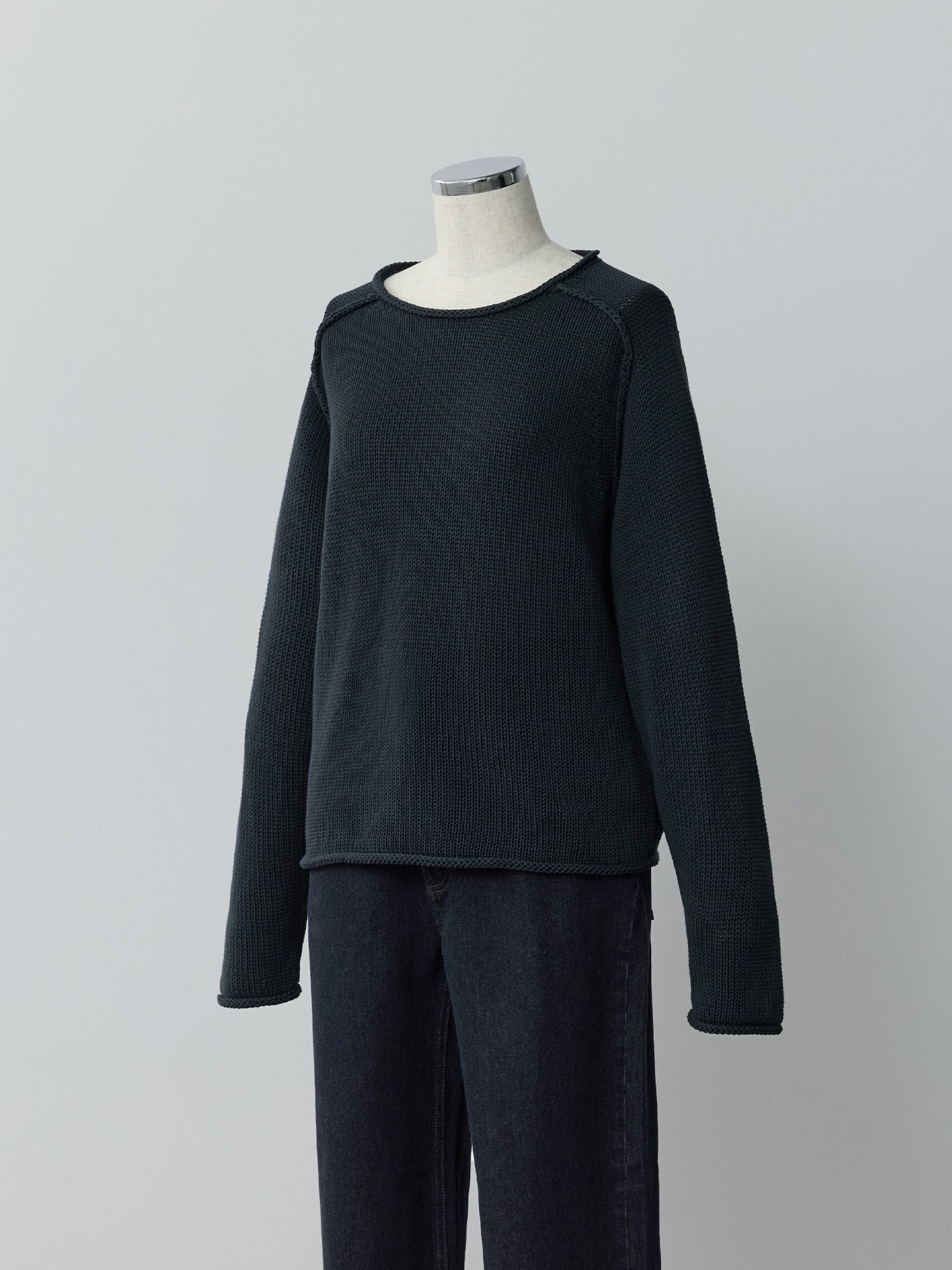 エポーレットラグランコットンニット