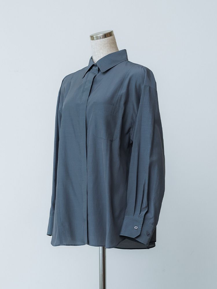 アセテートパネルシームシャツ