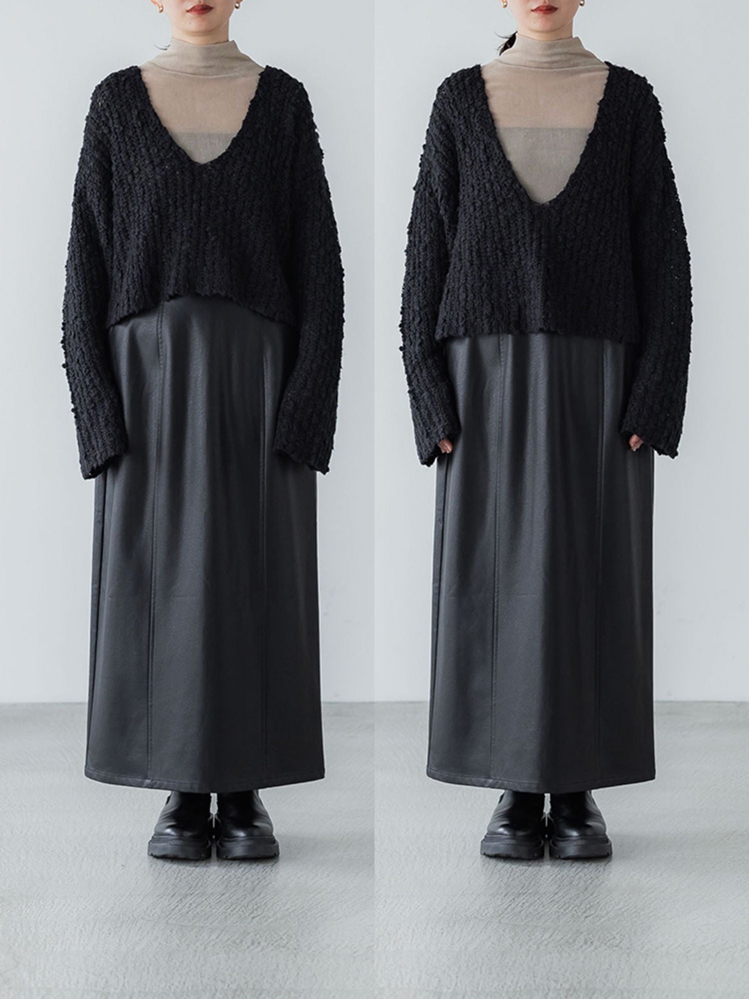 メランジディープVネックニット