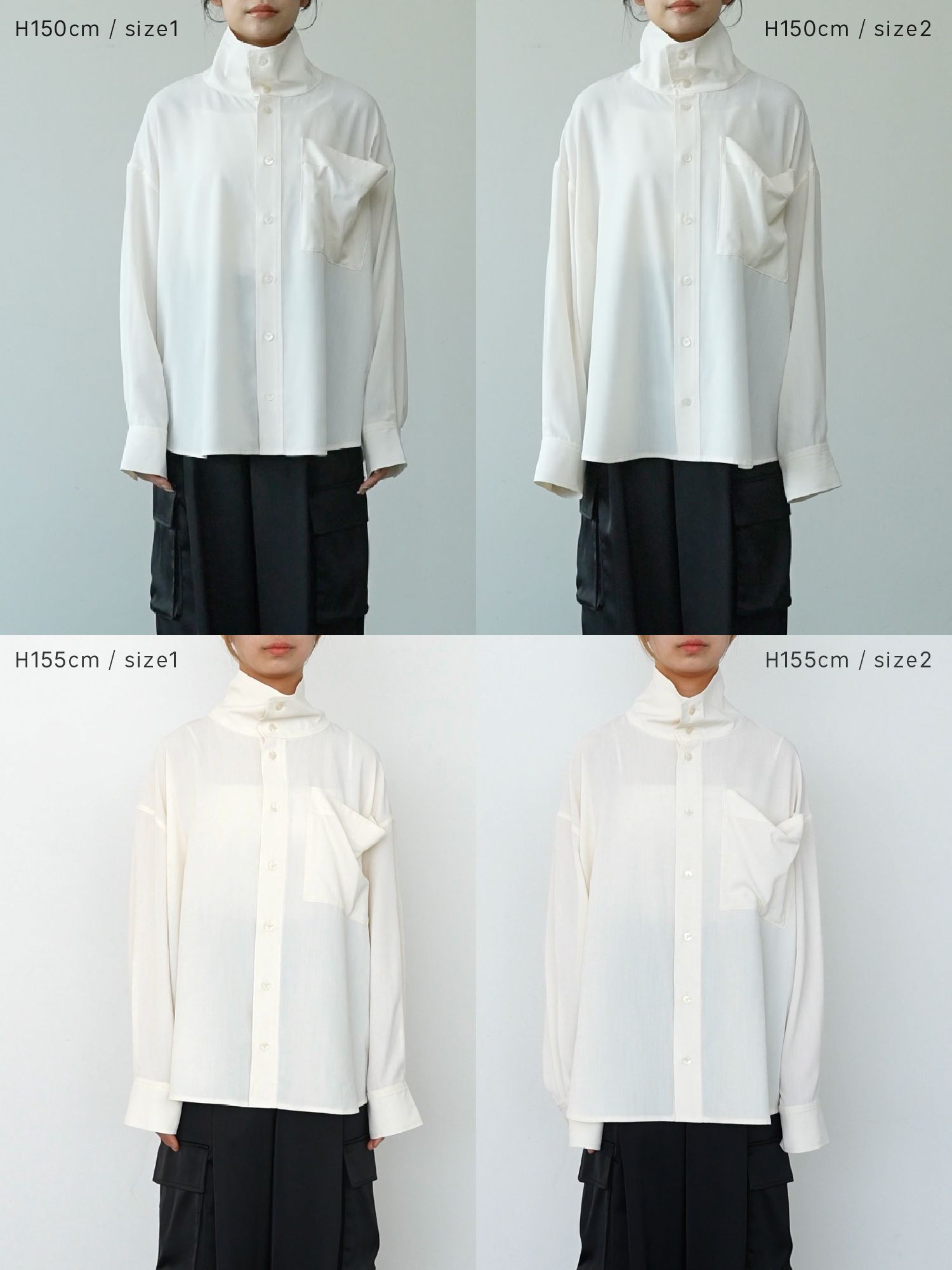 ビッグポケットハイネックブラウス