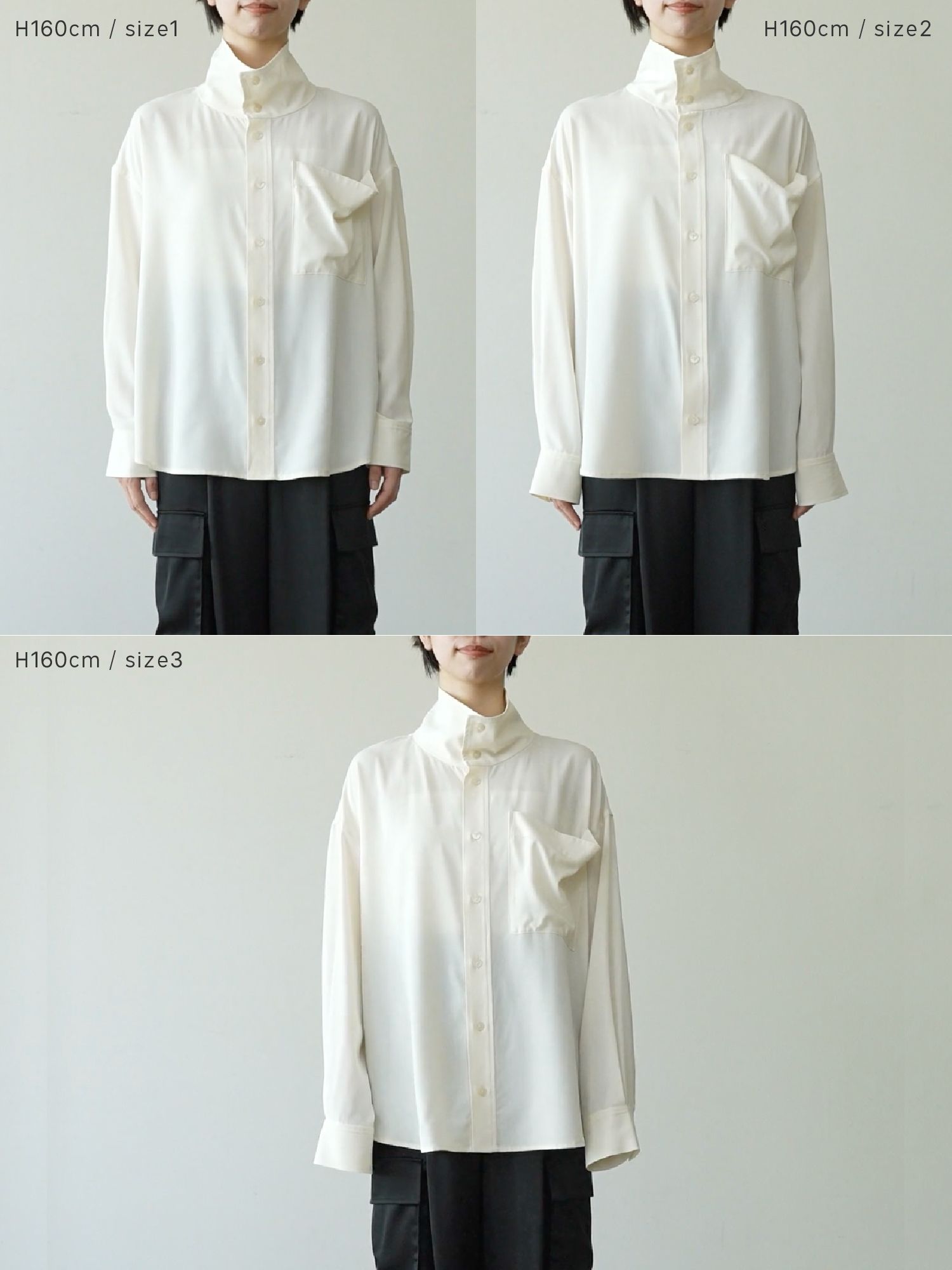 ビッグポケットハイネックブラウス