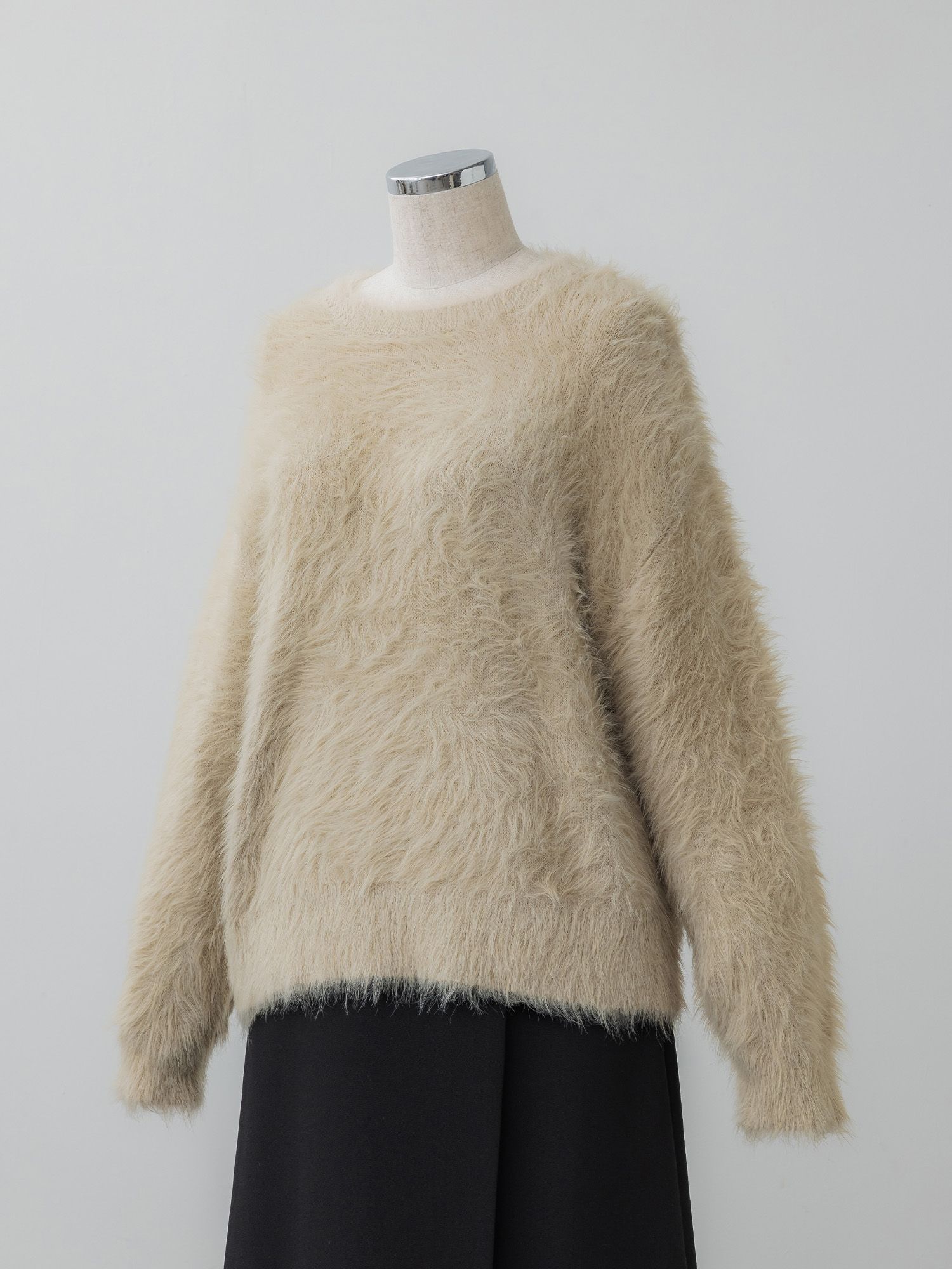 シャギークルーネックルーズニット