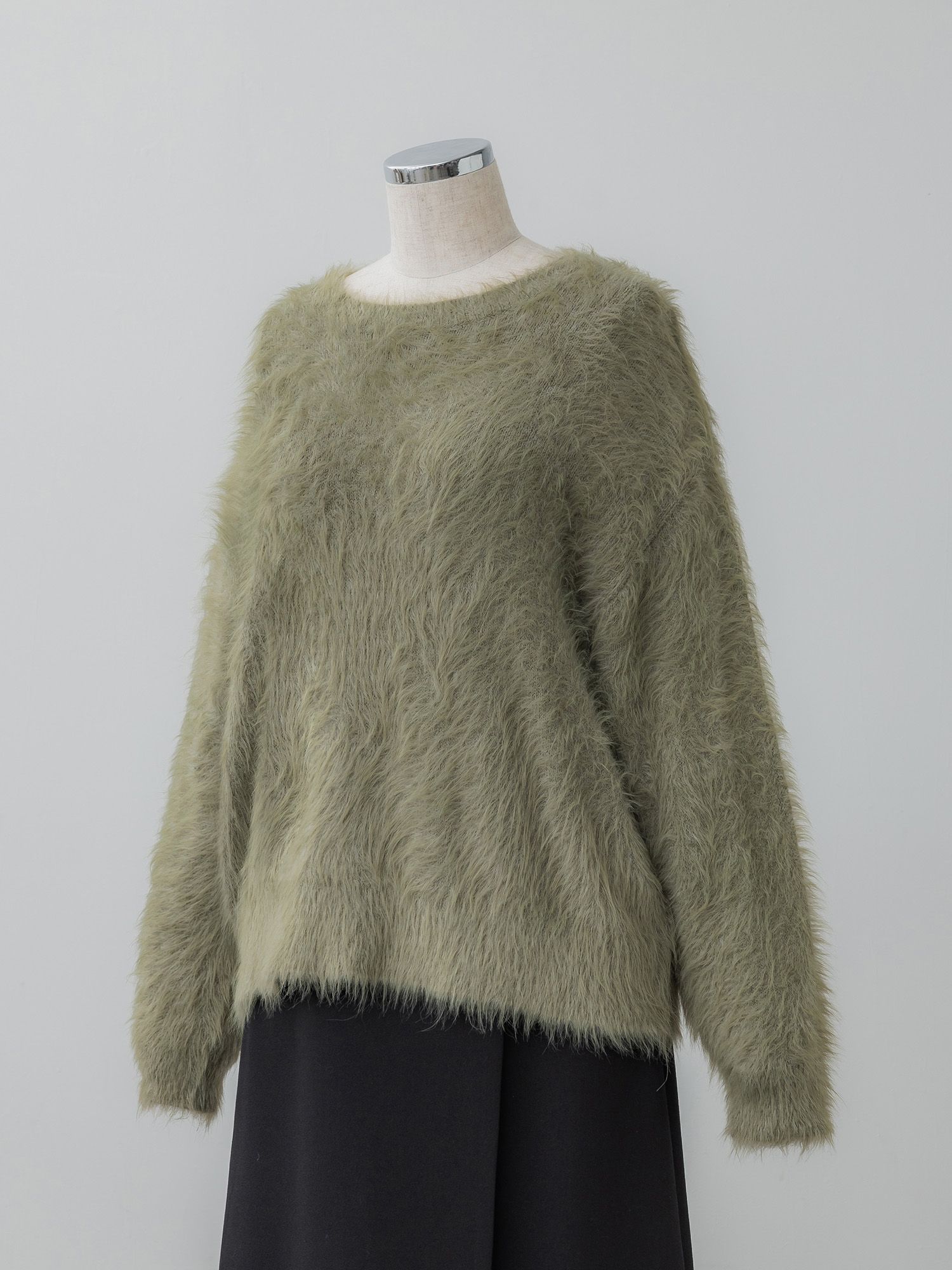 シャギークルーネックルーズニット