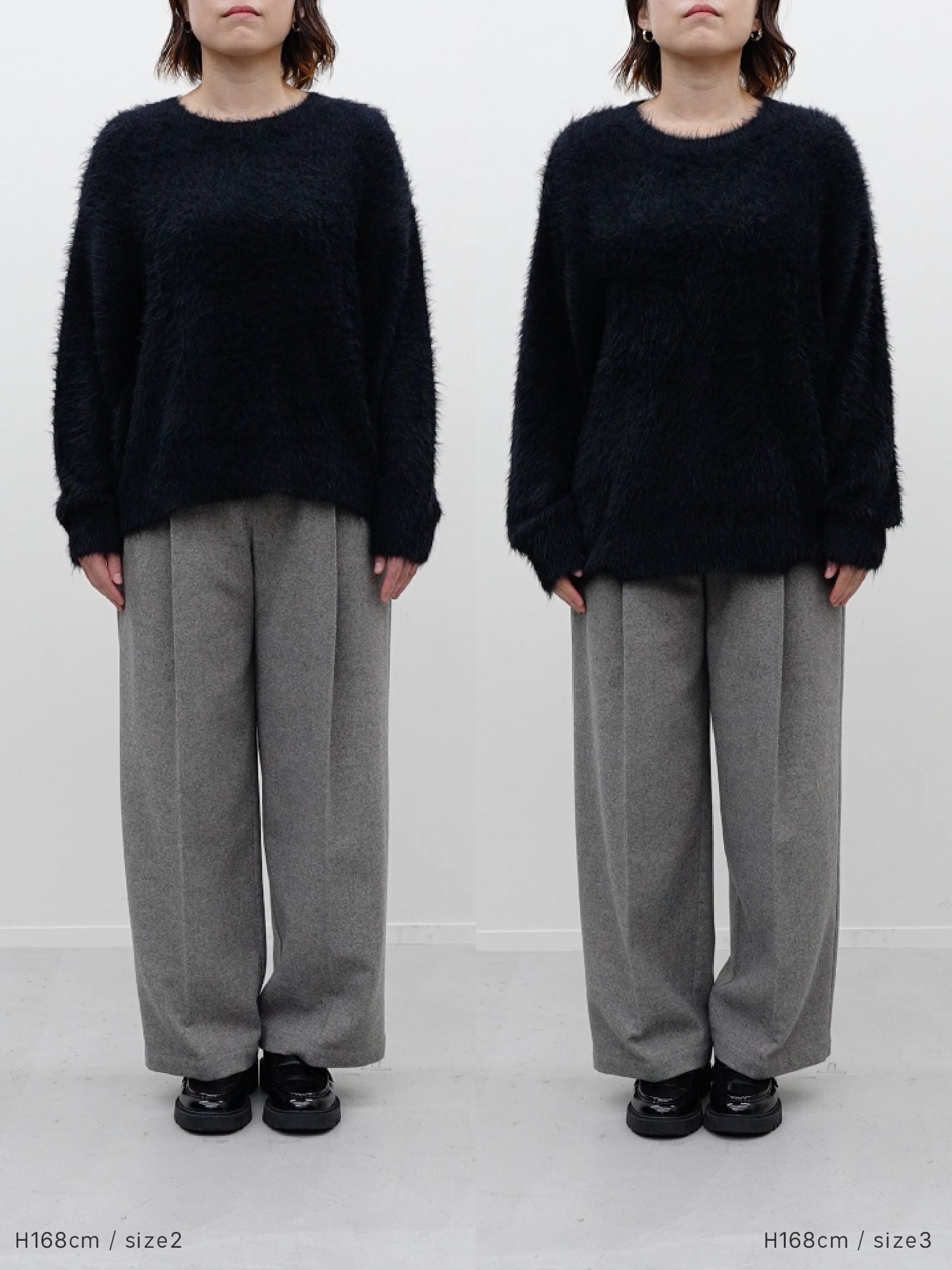 シャギークルーネックルーズニット