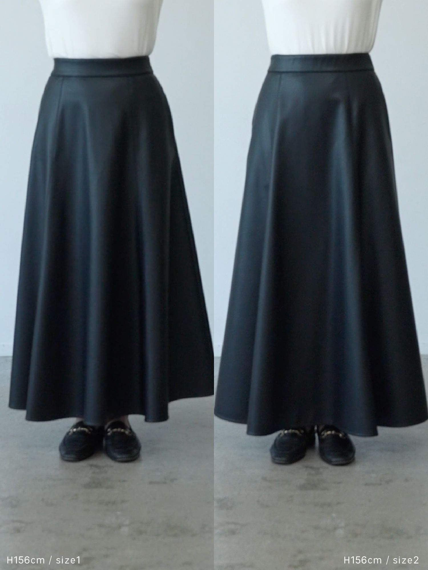 フェイクレザードレープスカート