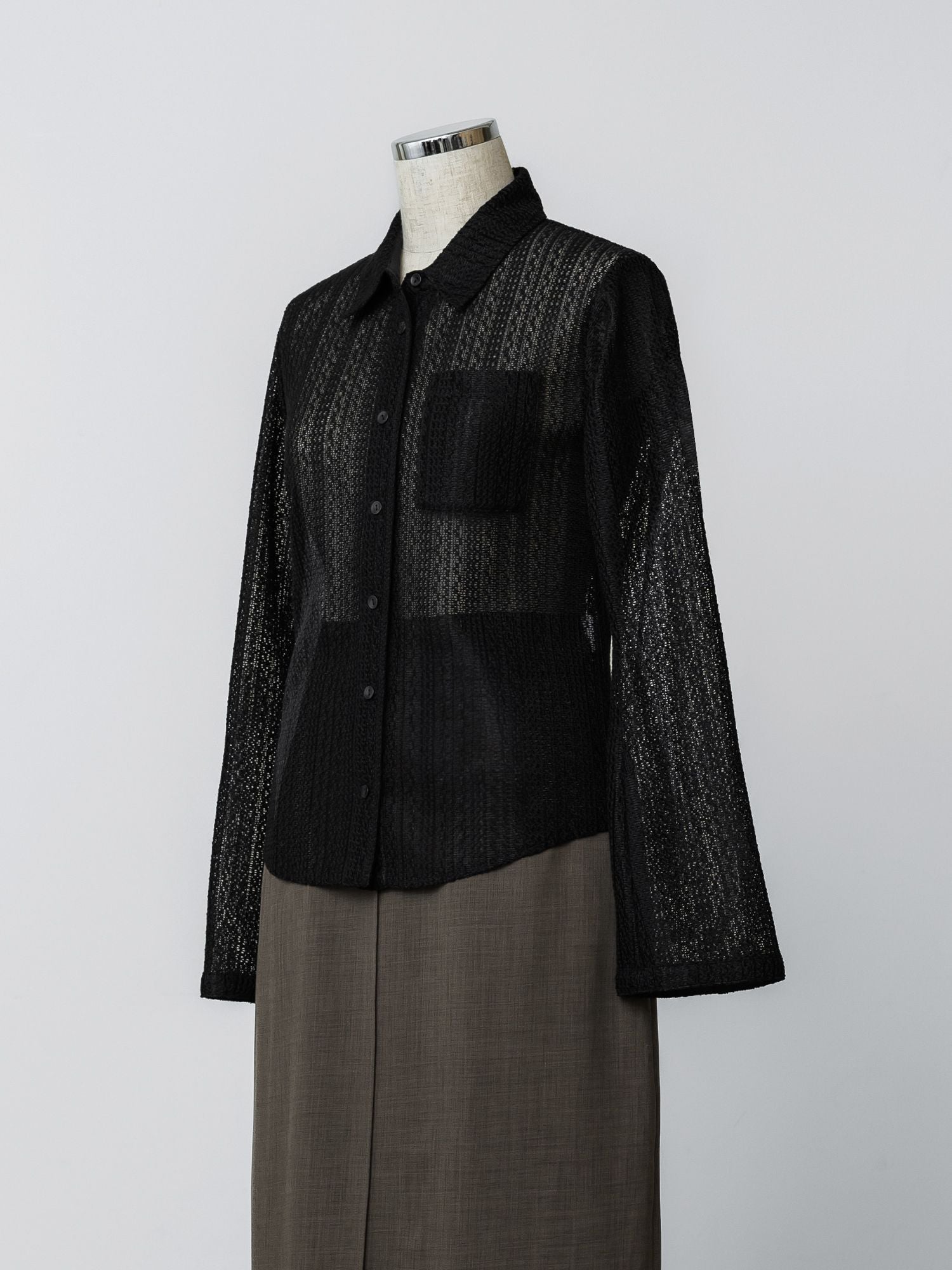 フレアスリーブメッシュシャツ