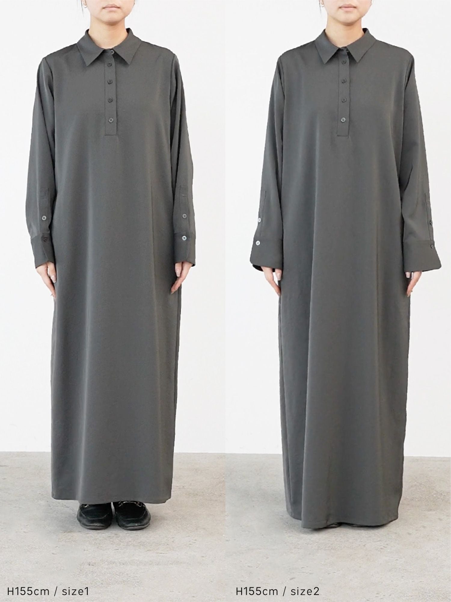 サテンドレープシャツワンピース