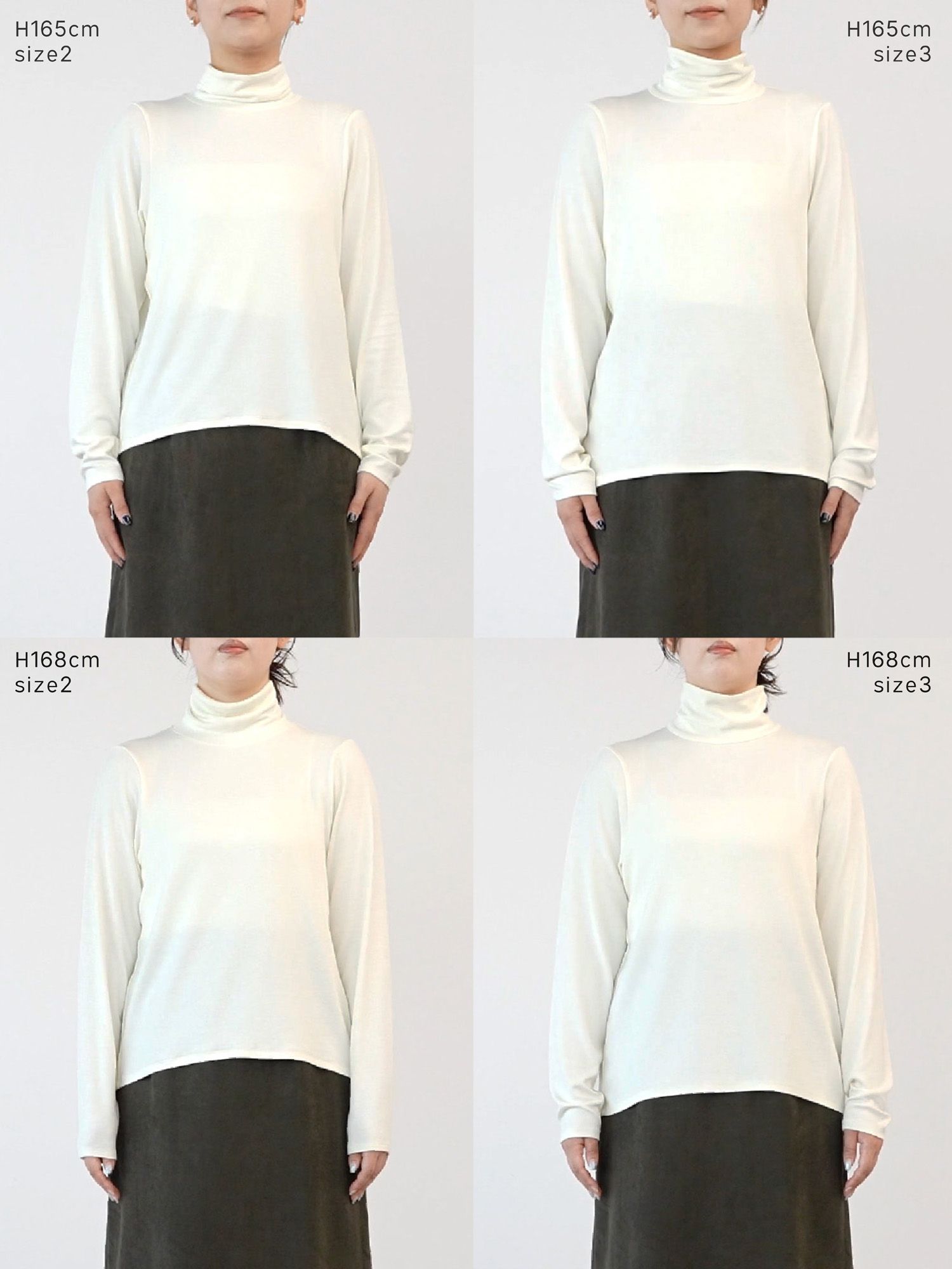 バックドロストハイネックトップス