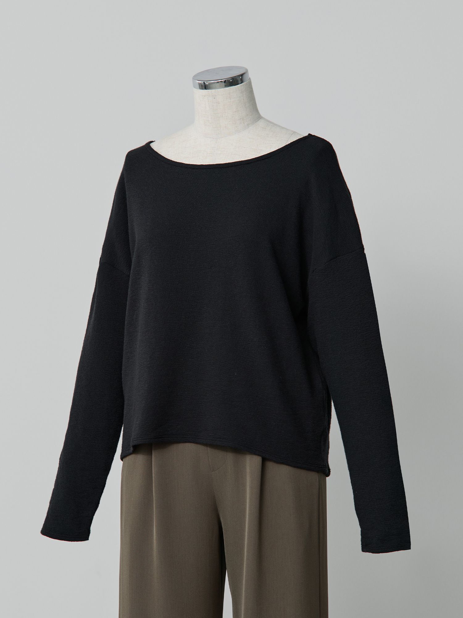 2wayラフインレーボートネックロンT