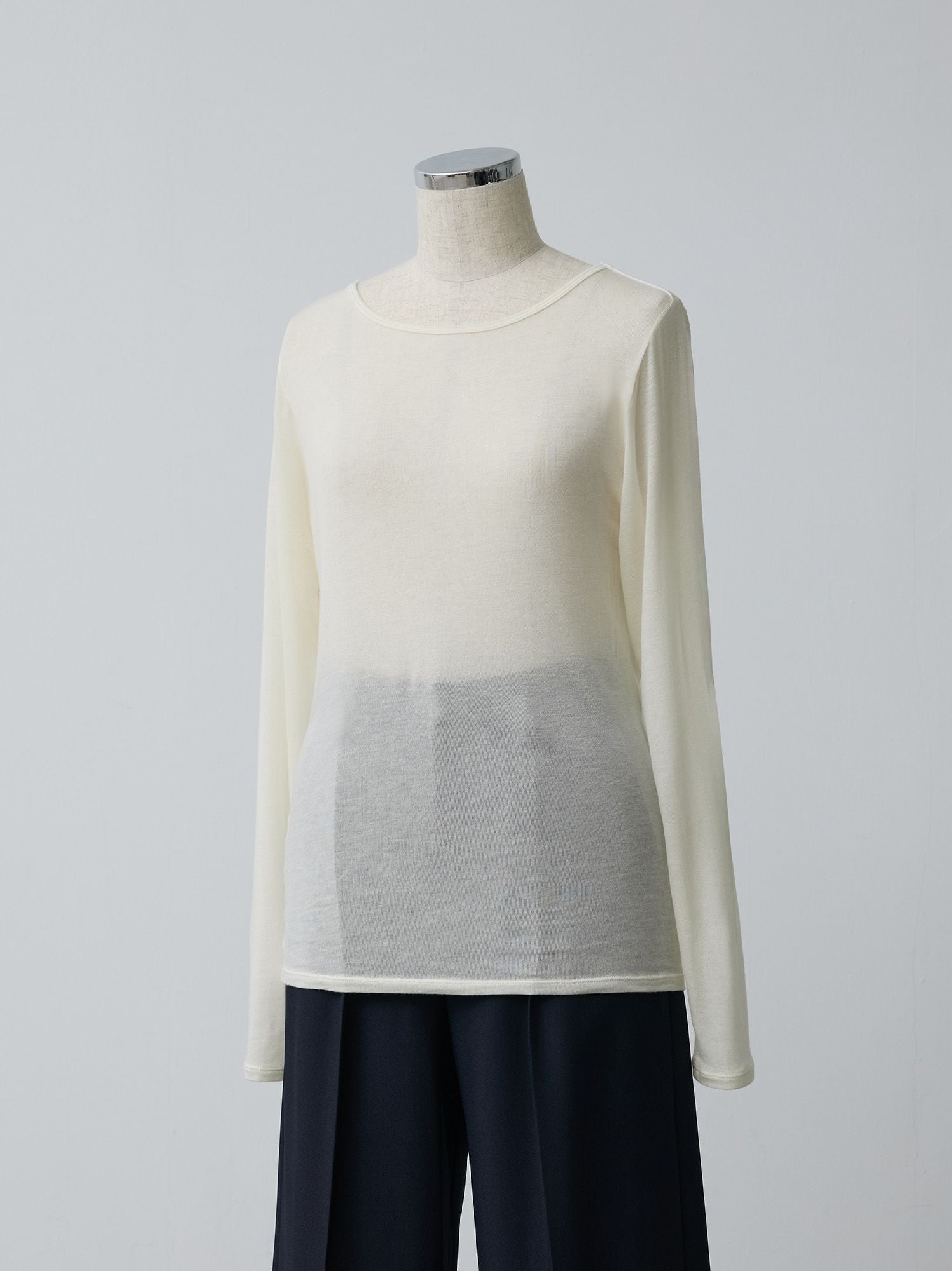 シルクブレンドボートネックロンT