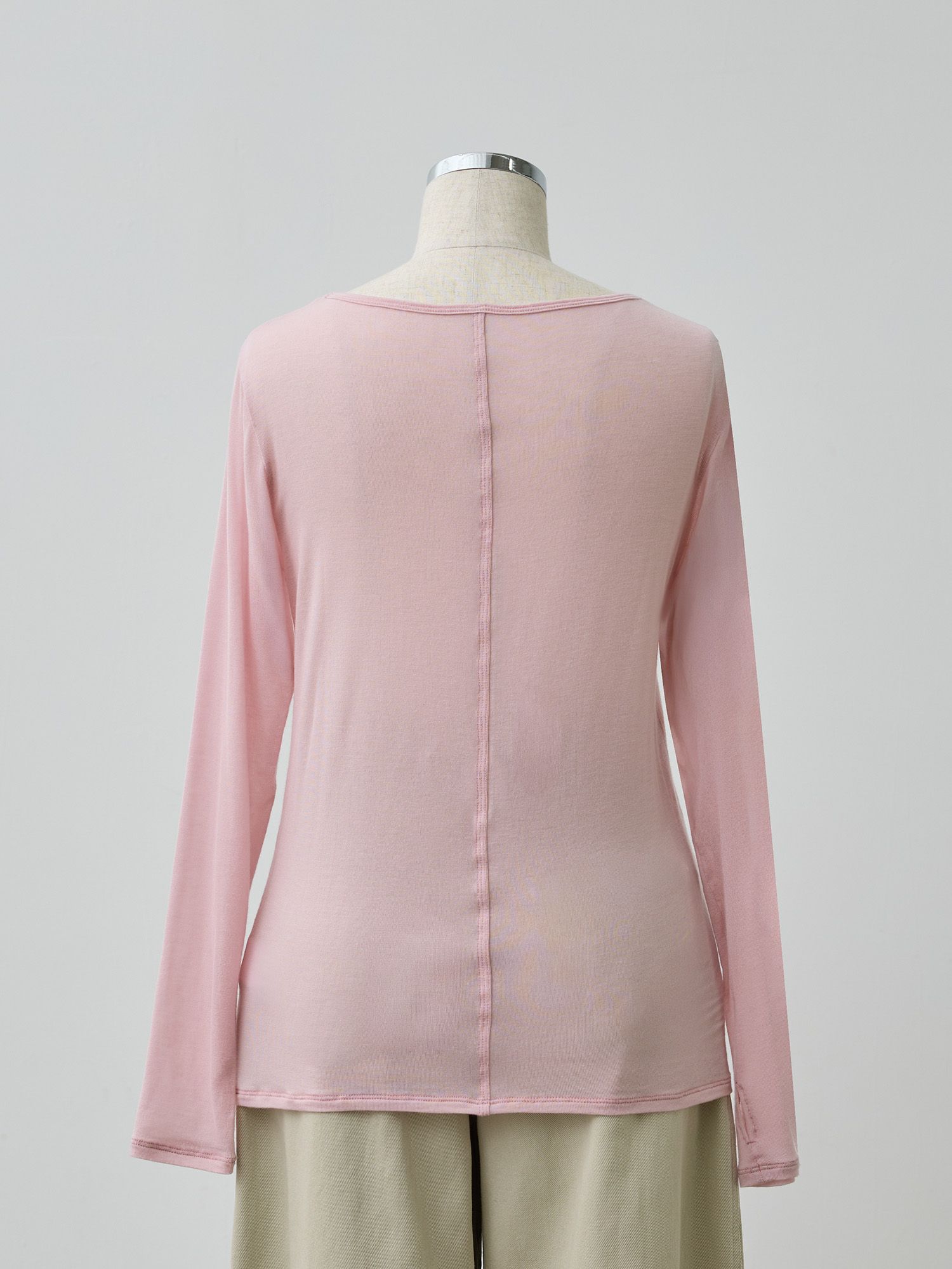 シルクブレンドボートネックロンT