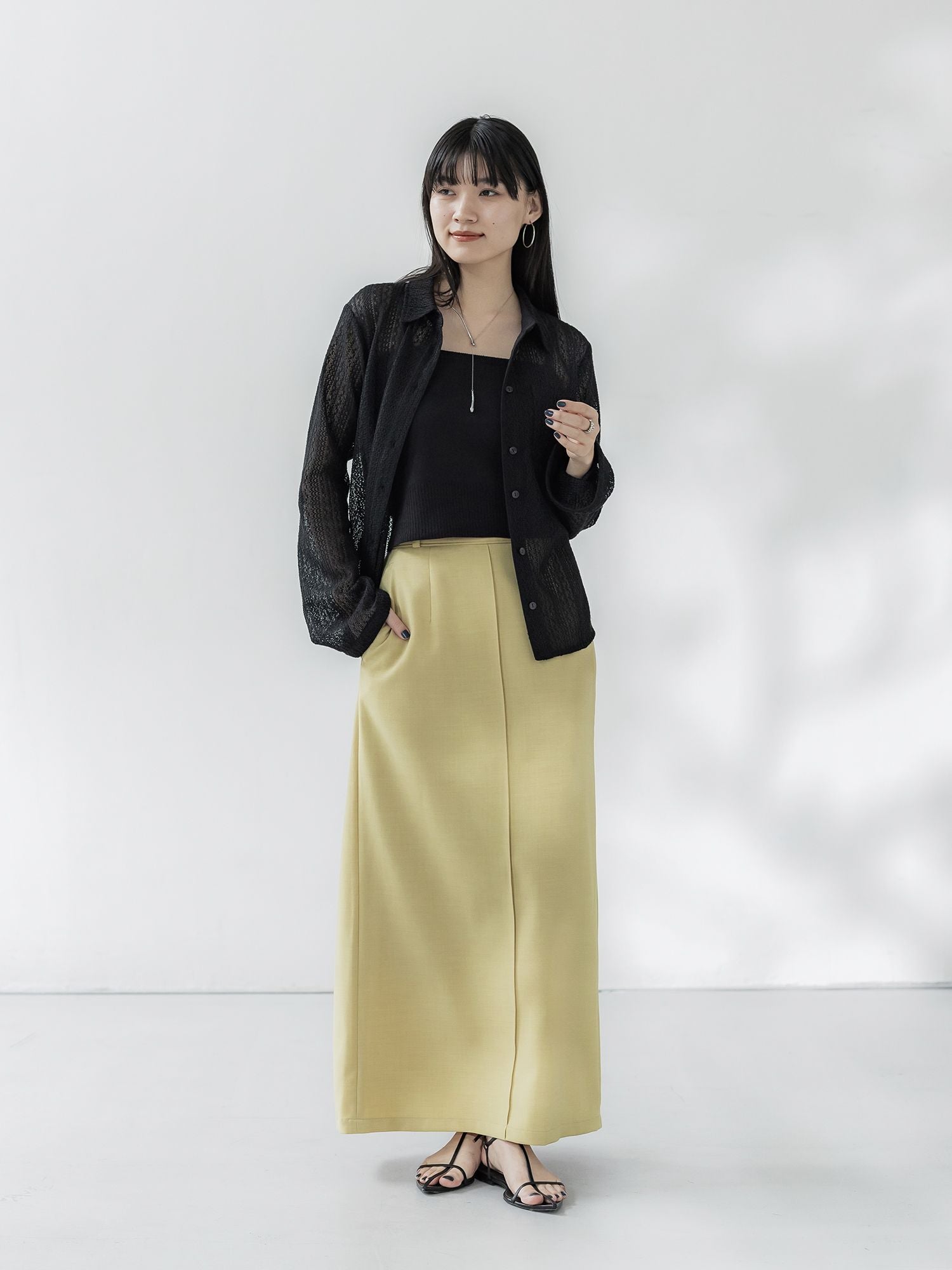 crewre クルーレ バックタックナロースカート black crewre online store / バックタックナロースカート