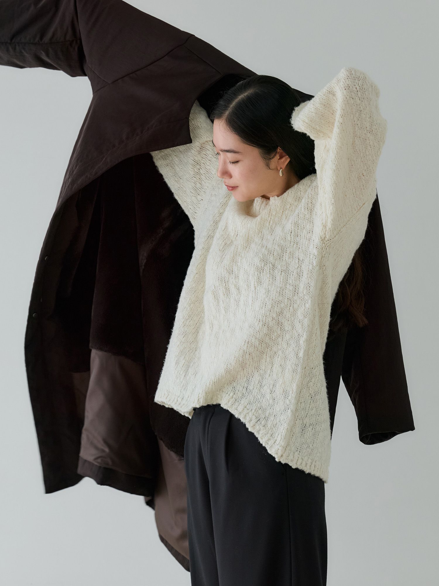 crewre online store / 2wayノーカラーパファーコート