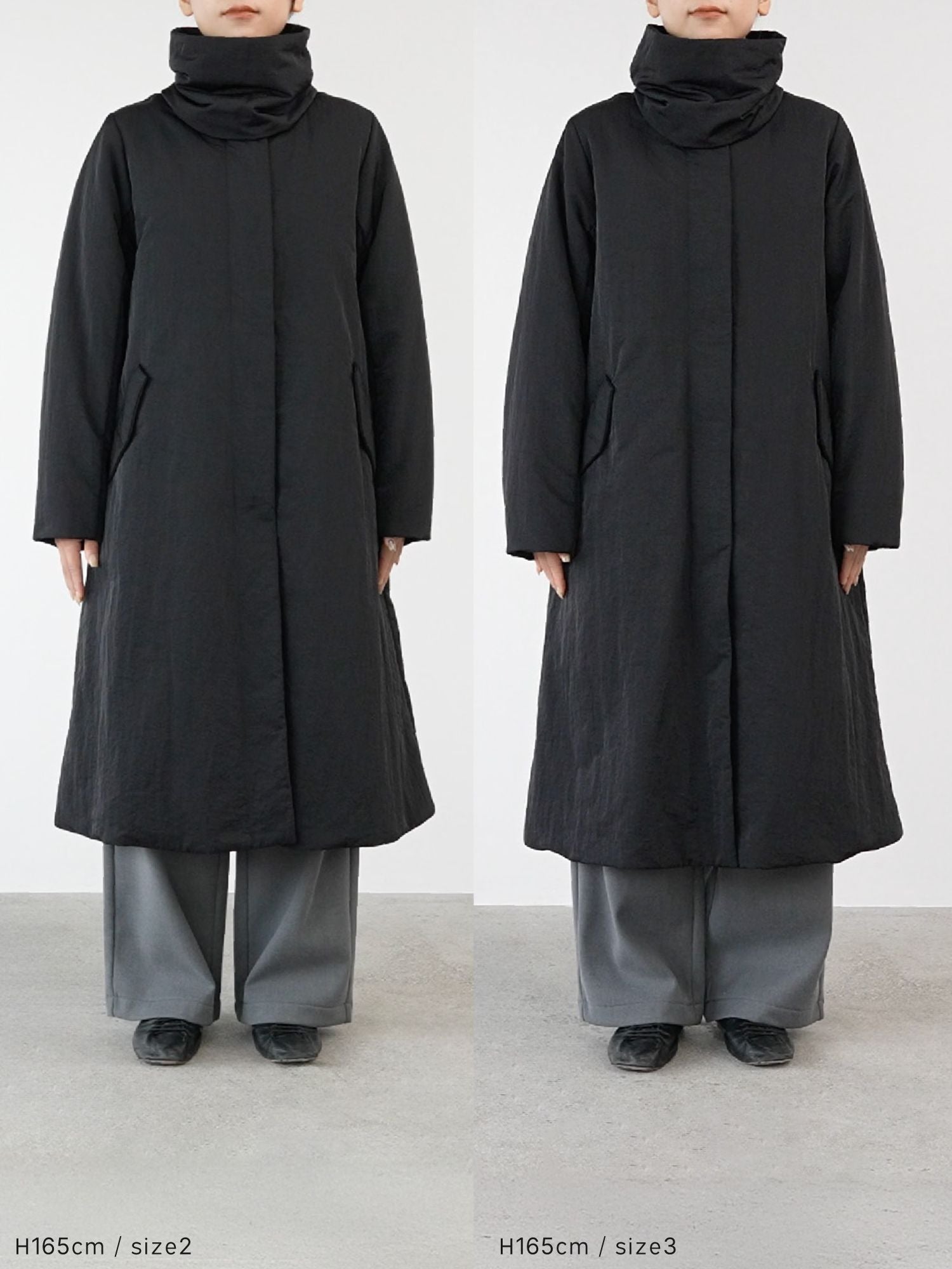 2wayノーカラーパファーコート