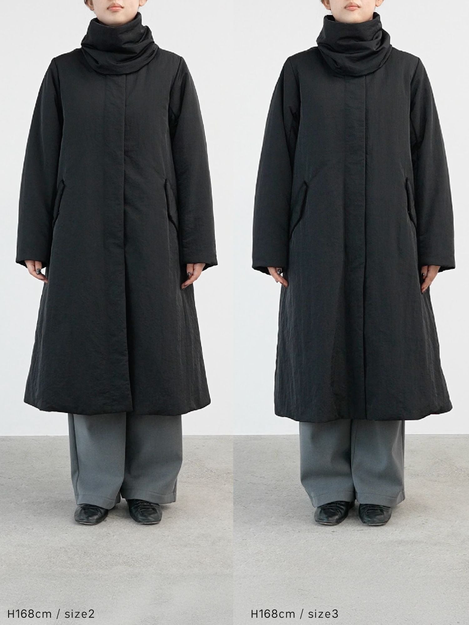 2wayノーカラーパファーコート