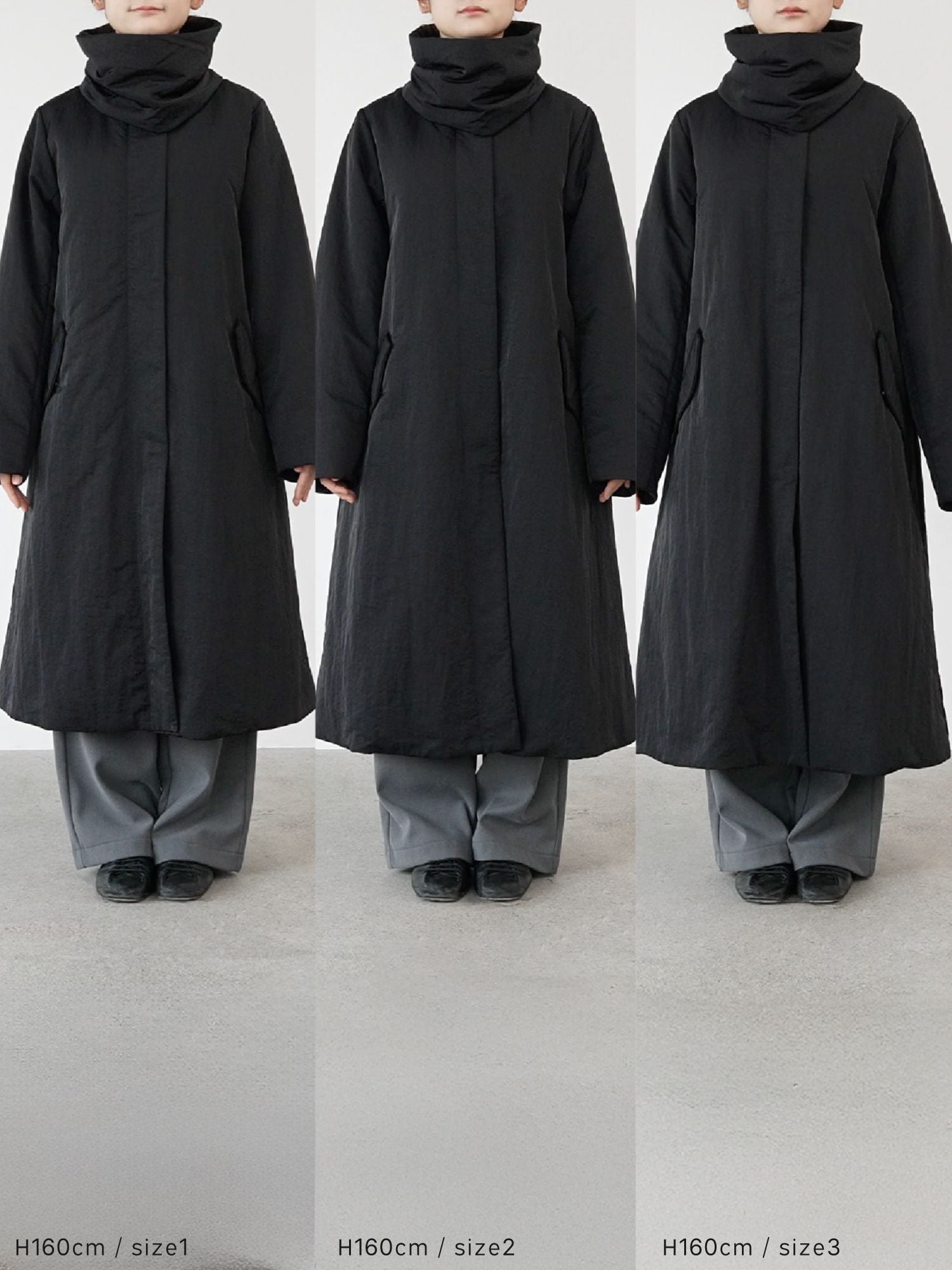 2wayノーカラーパファーコート