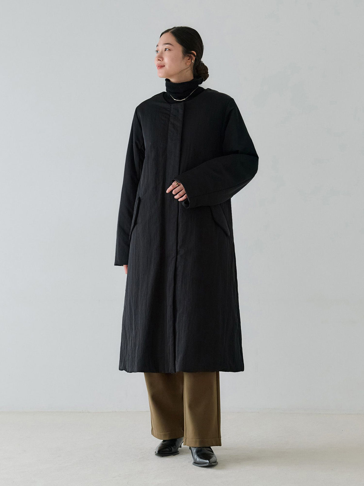 crewre online store / 2wayノーカラーパファーコート
