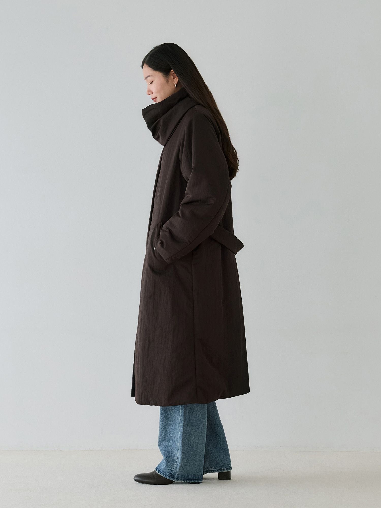 crewre online store / 2wayノーカラーパファーコート