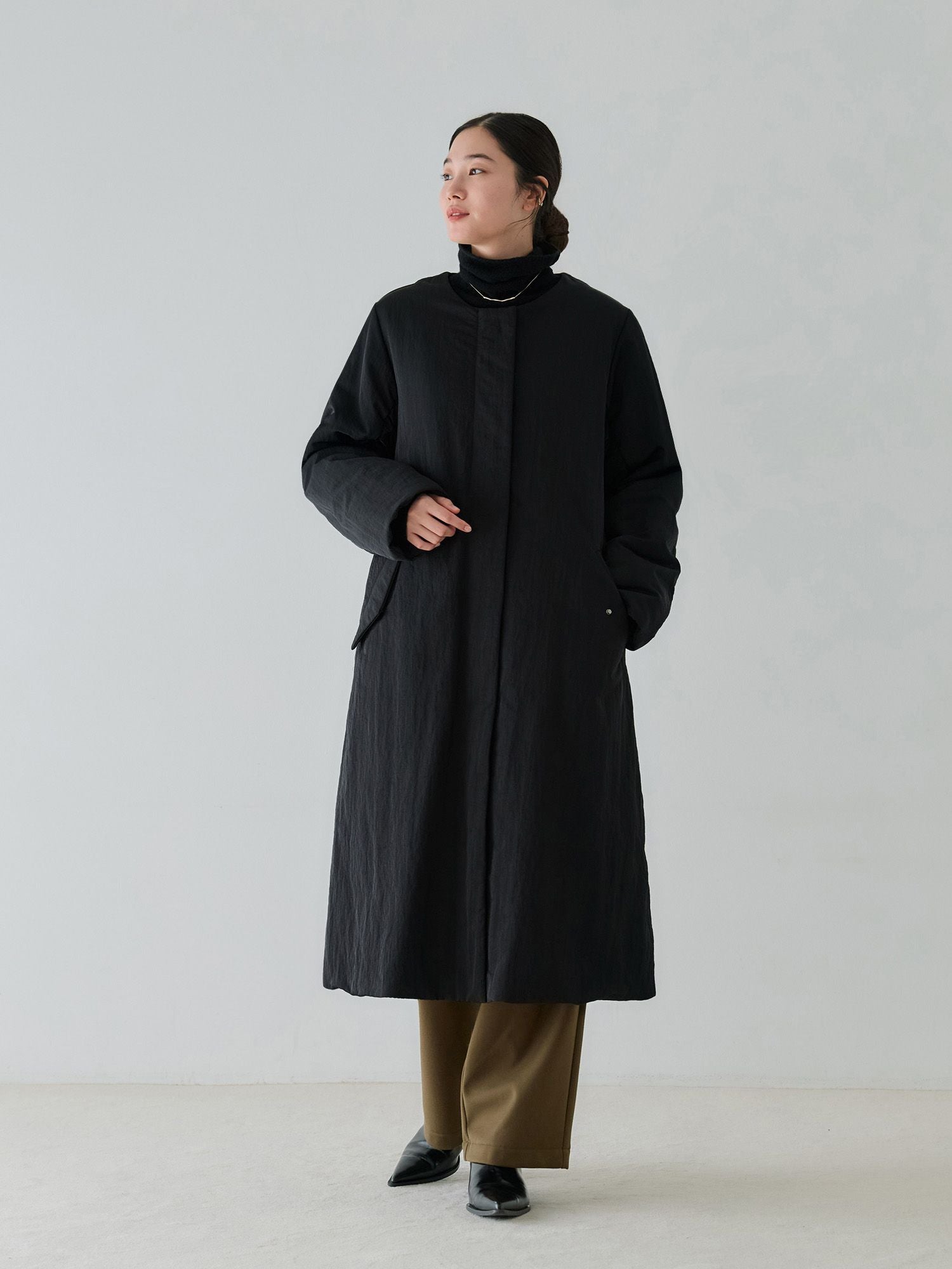 crewre online store / 2wayノーカラーパファーコート