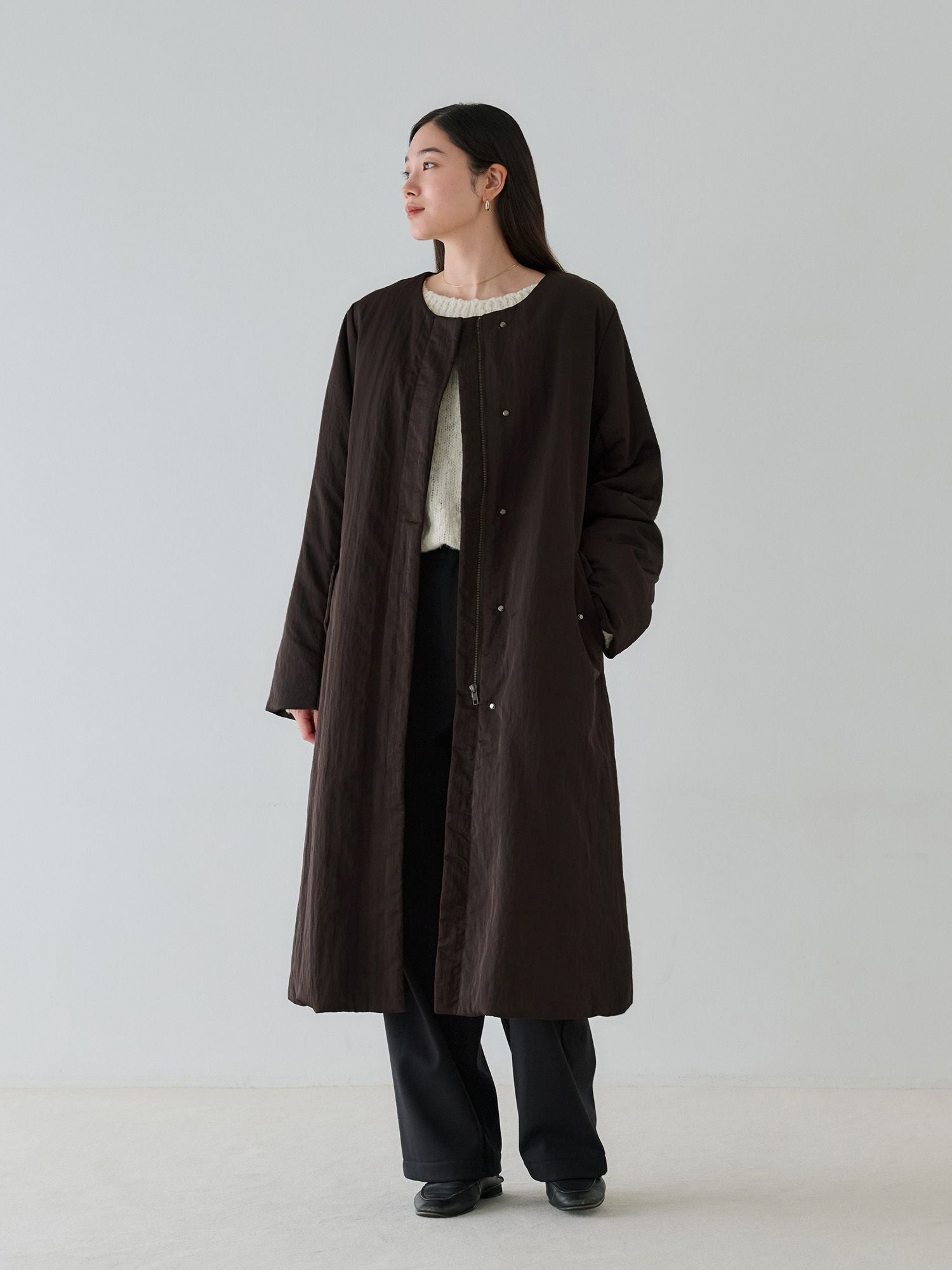crewre online store / 2wayノーカラーパファーコート