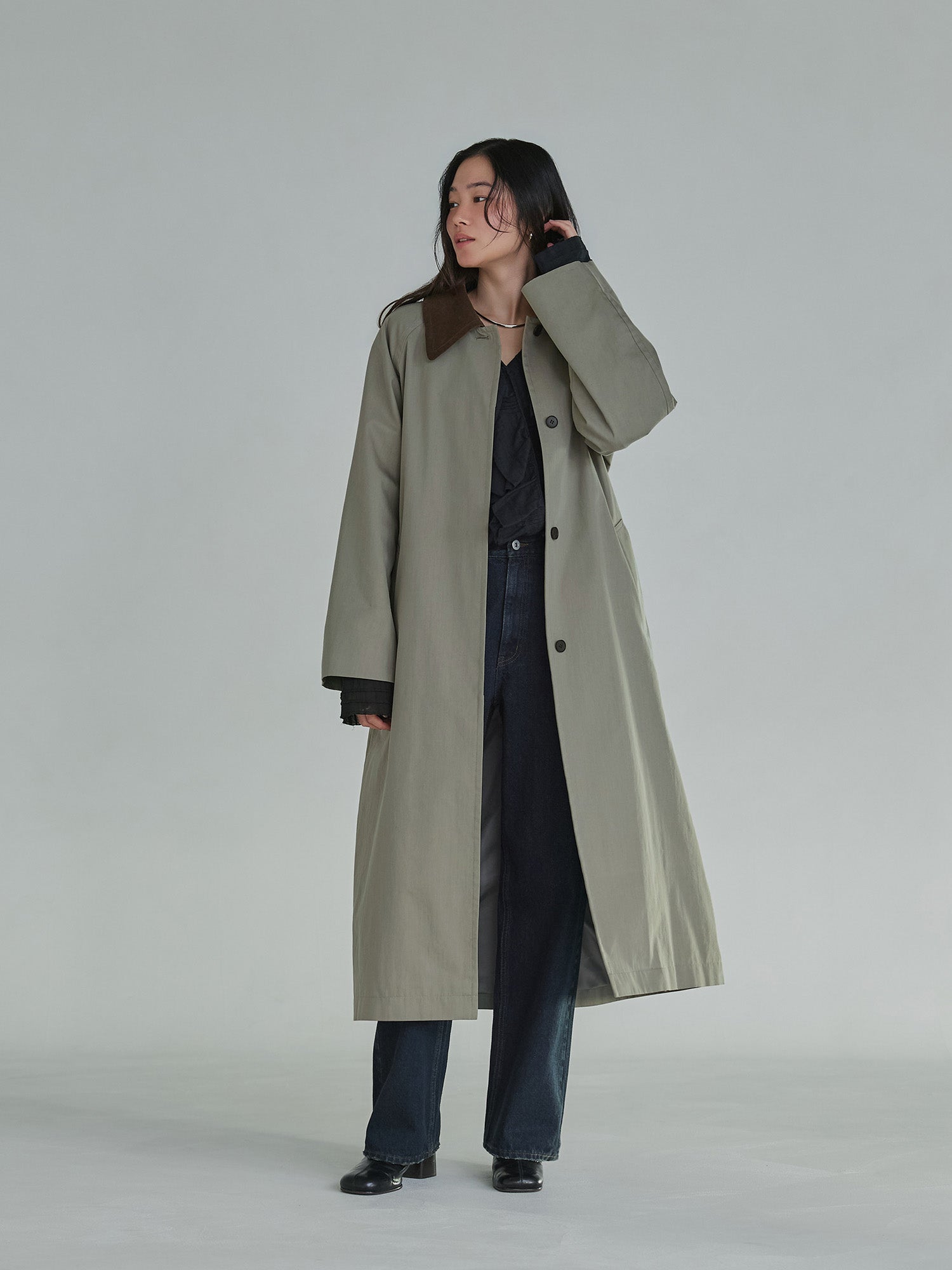 crewre online store / 2wayカラーツイルロングコート