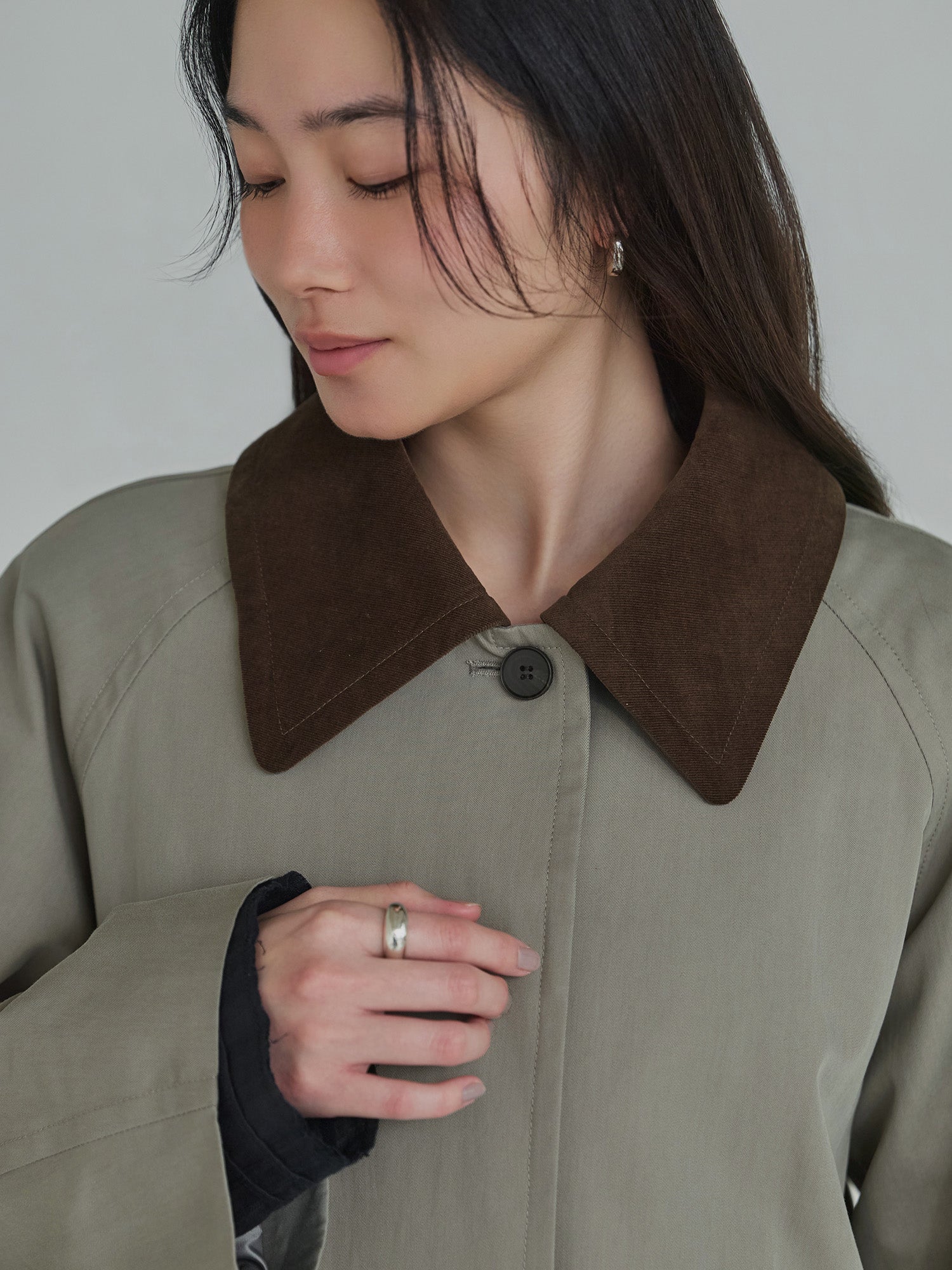 crewre online store / 2wayカラーツイルロングコート