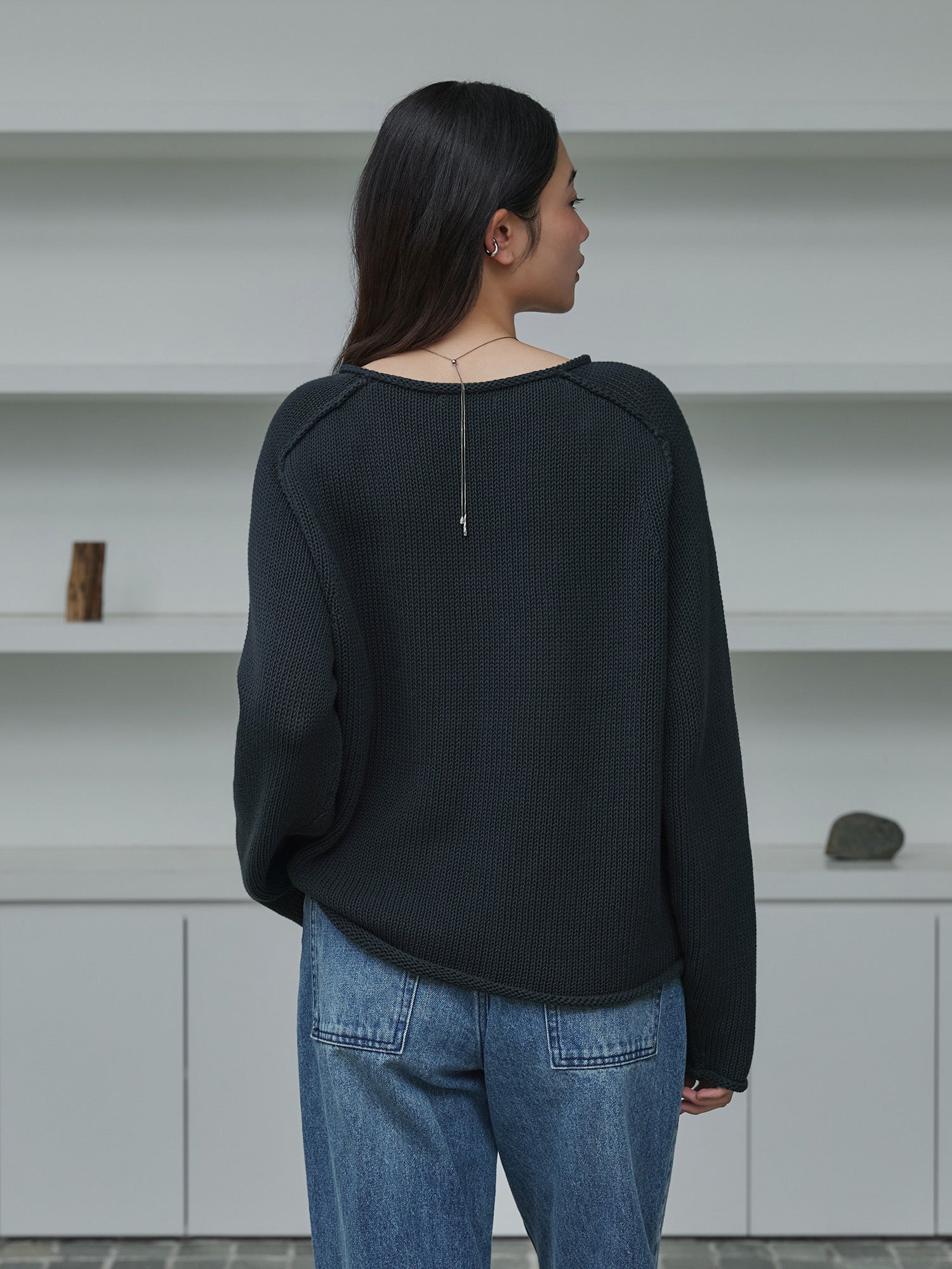 crewre online store / エポーレットラグランコットンニット