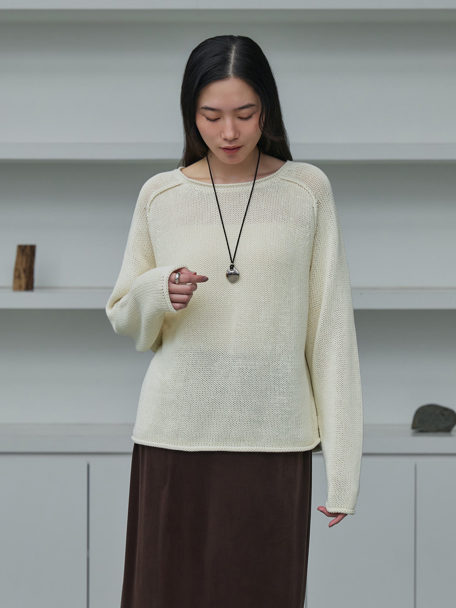 ＊crewre エポーレットラグランコットンニット ivory 3 crewre online store / エポーレットラグランコットンニット