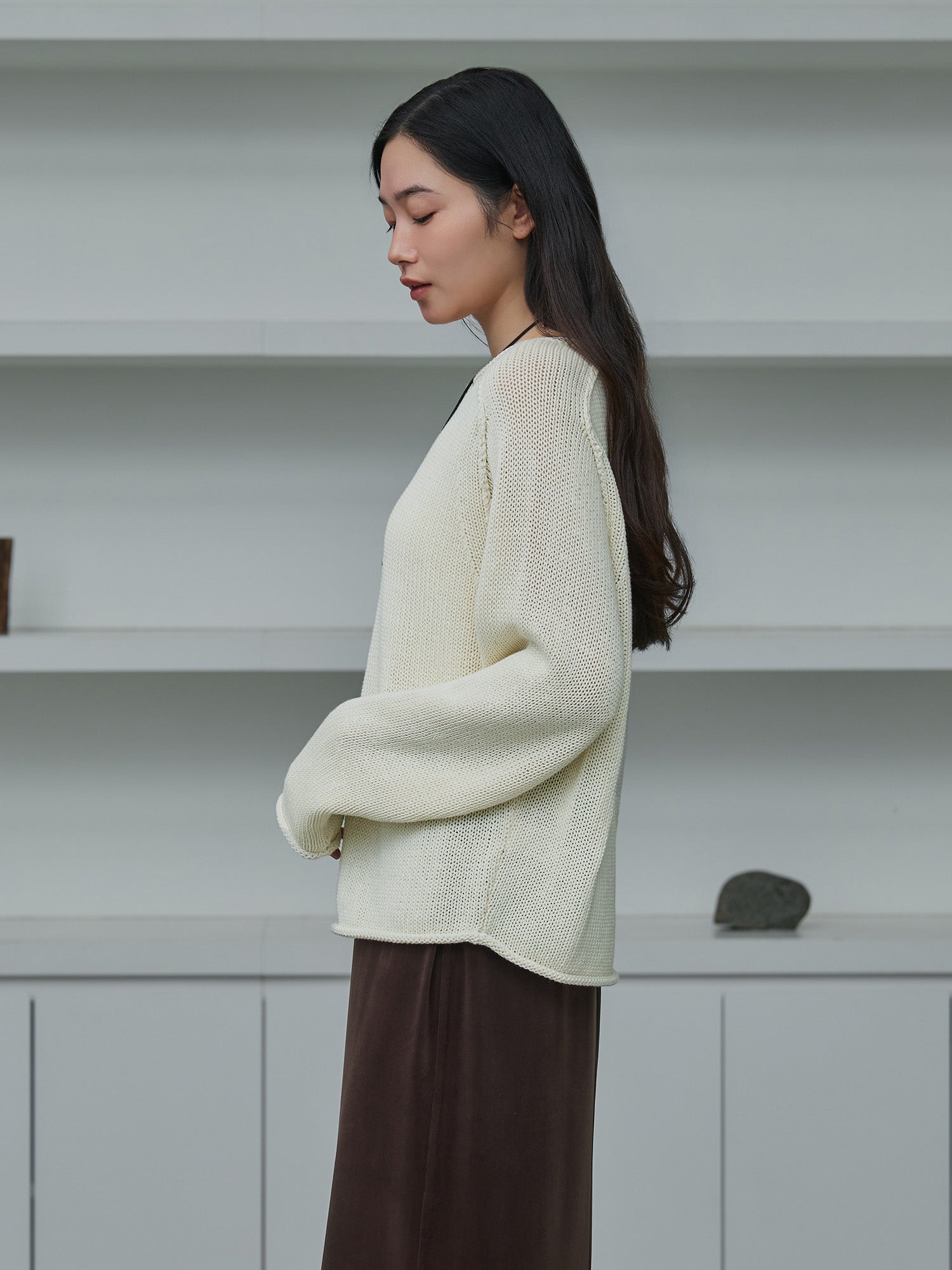 crewre online store / エポーレットラグランコットンニット