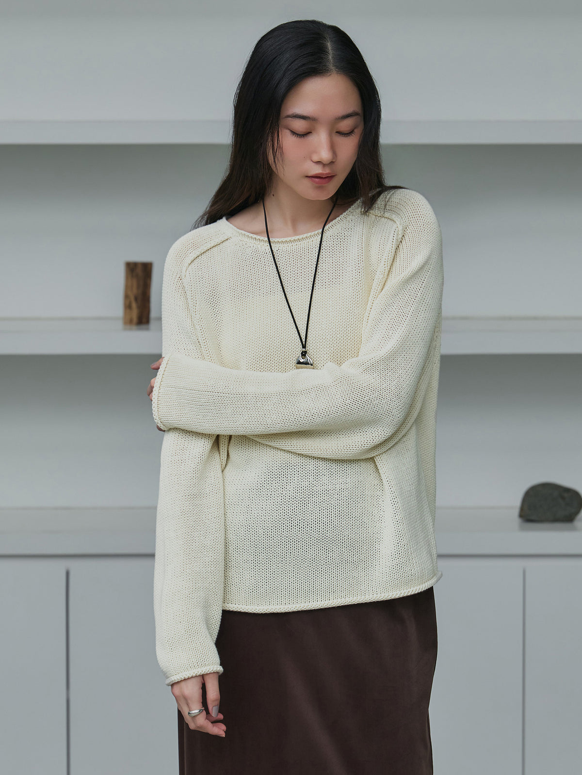 crewre online store / エポーレットラグランコットンニット