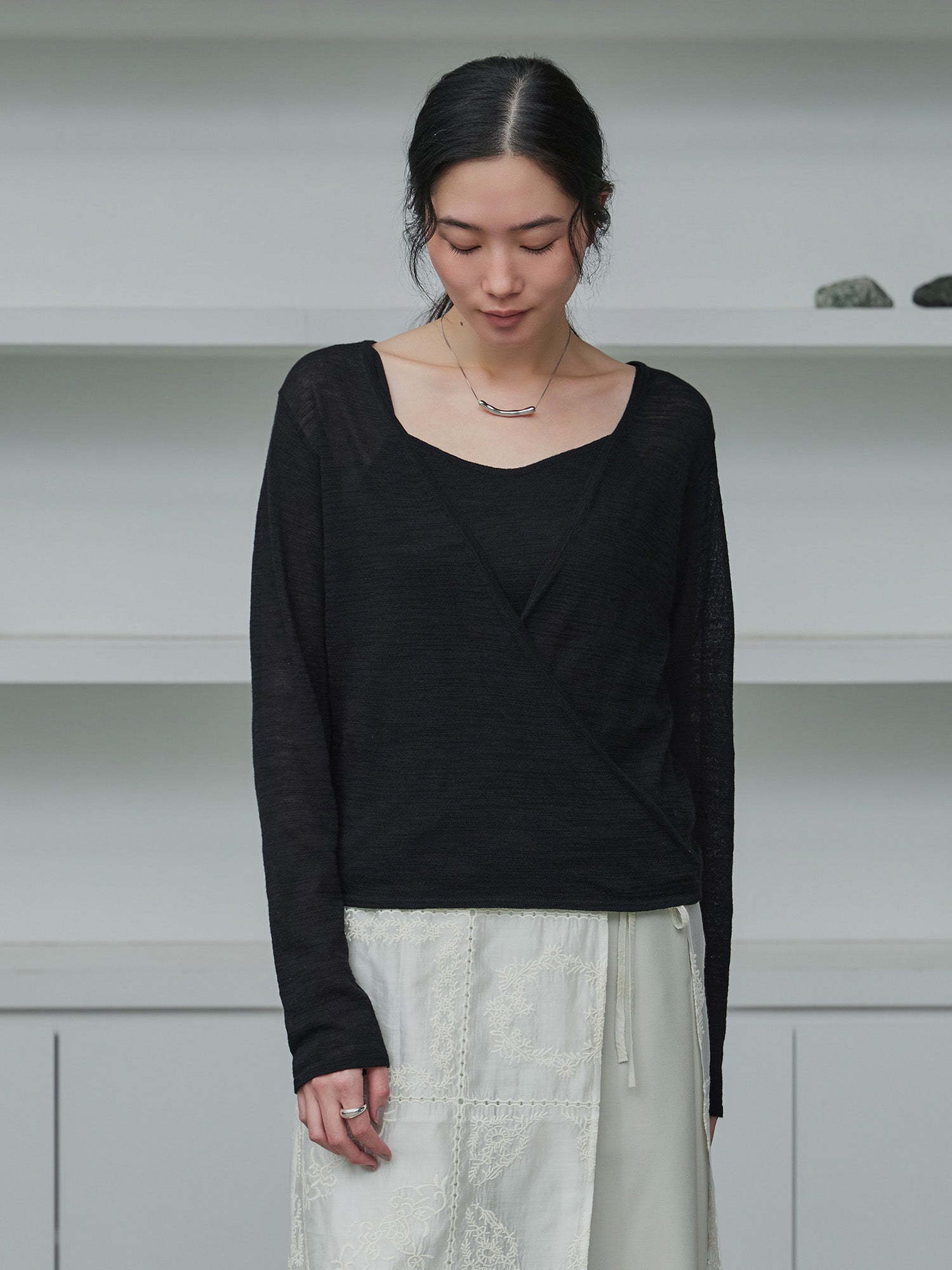 searoomlyn モールニットカシュクール crewre online store / キャミレイヤードカシュクールニット