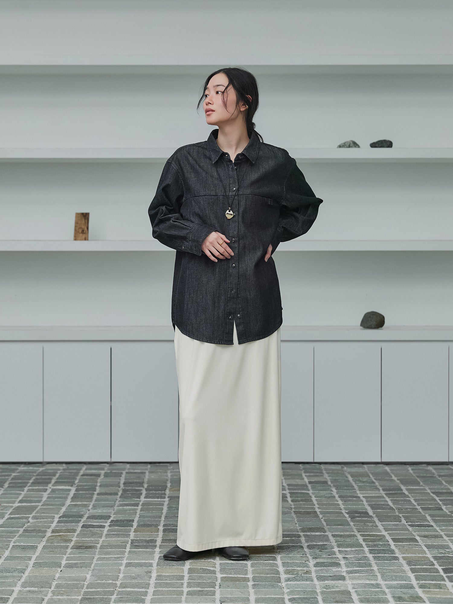 crewre ストレッチベロアストレートスカート size3 black crewre online store / ストレッチベロアストレートスカート