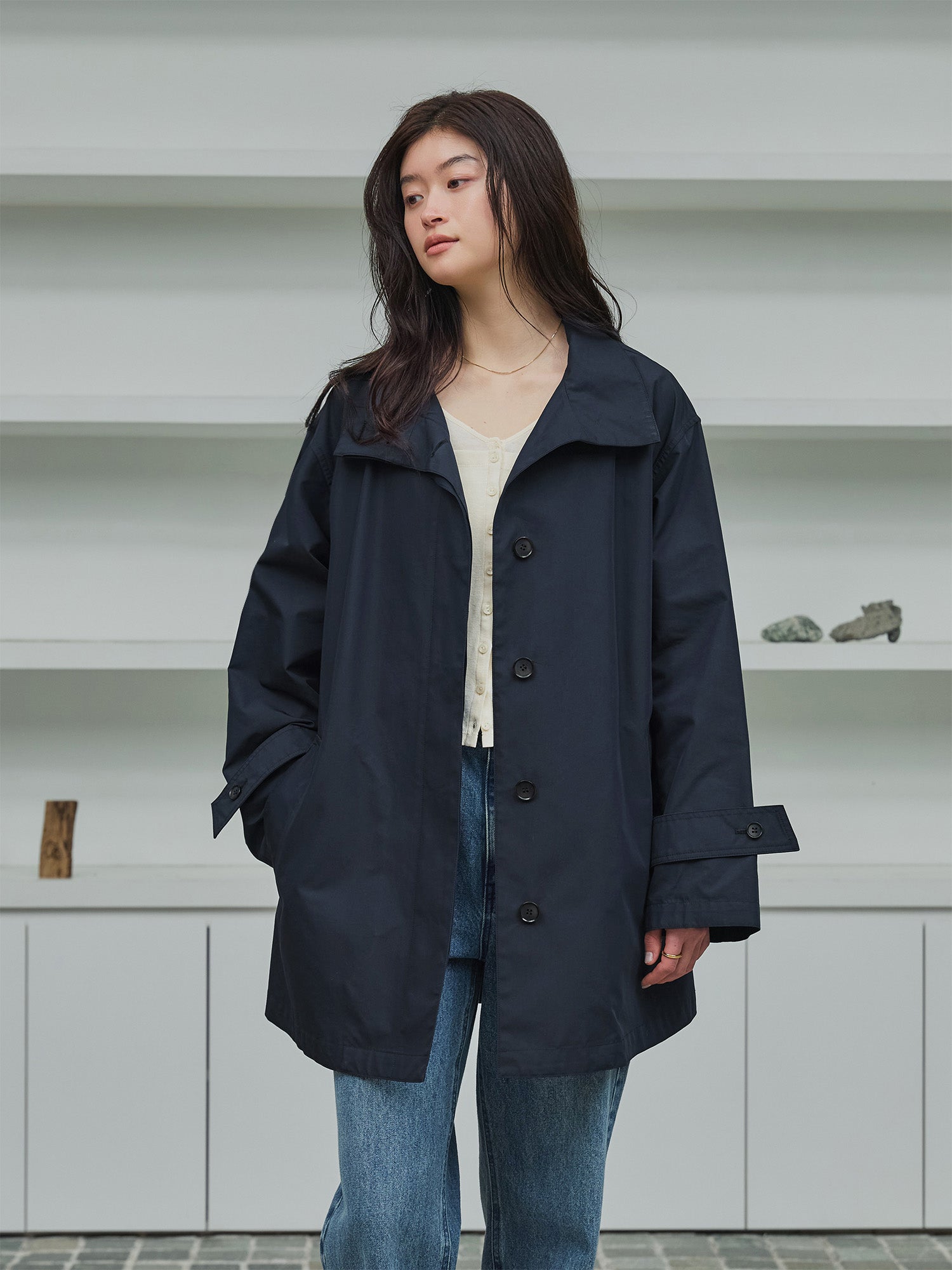 crewreクルーレ　スプリングスタンドカラーハーフ コート　ベージュ　サイズ1 crewre online store / スプリングスタンドカラーハーフコート
