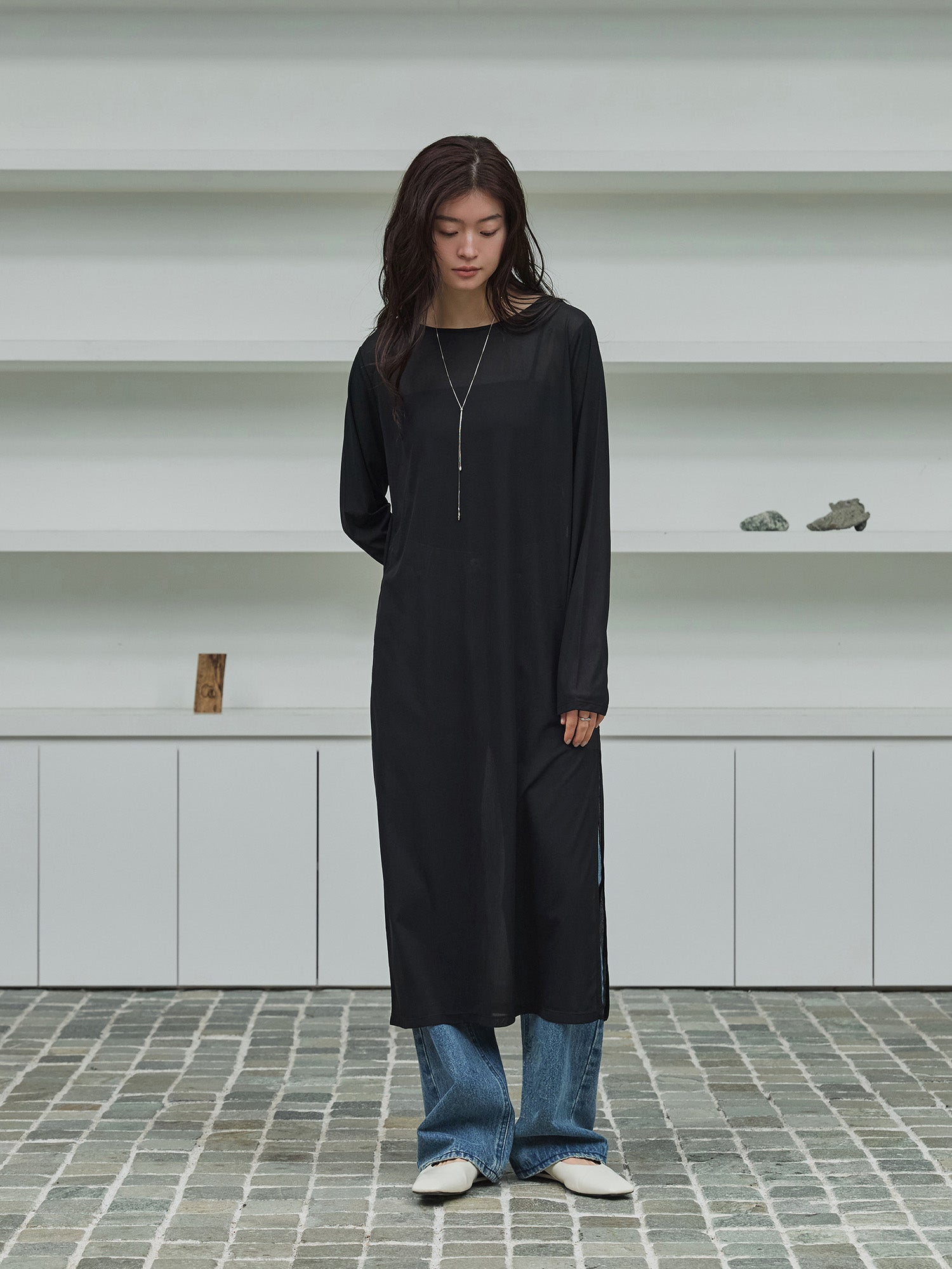 crewre online store / サイドスリットシアーワンピース
