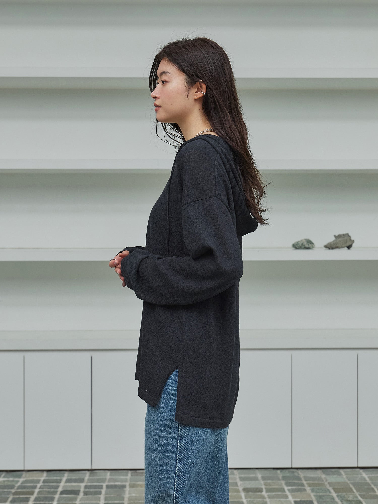 crewre online store / キーネックシアーニットフーディ