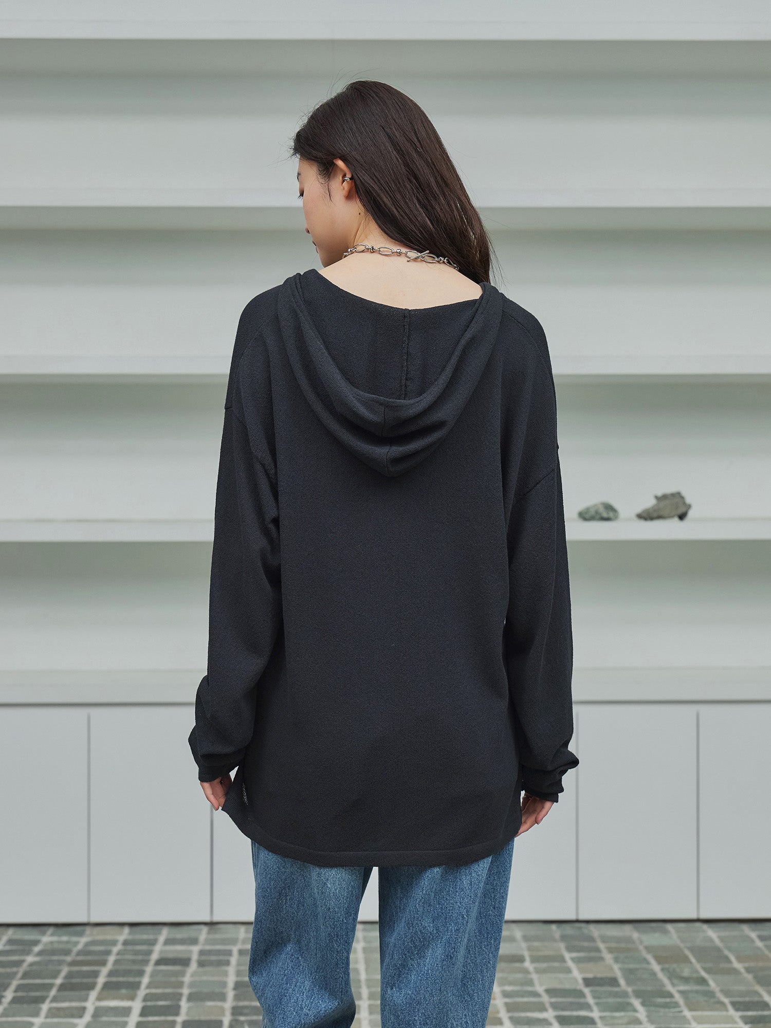 crewre online store / キーネックシアーニットフーディ