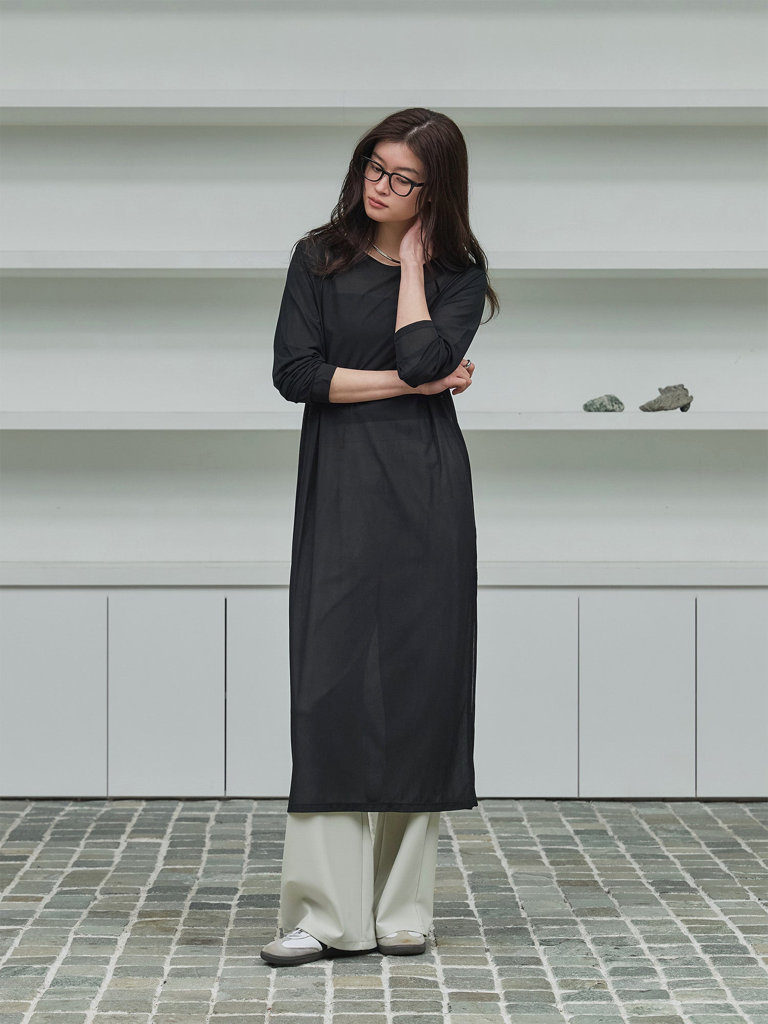 crewre online store / サイドスリットシアーワンピース