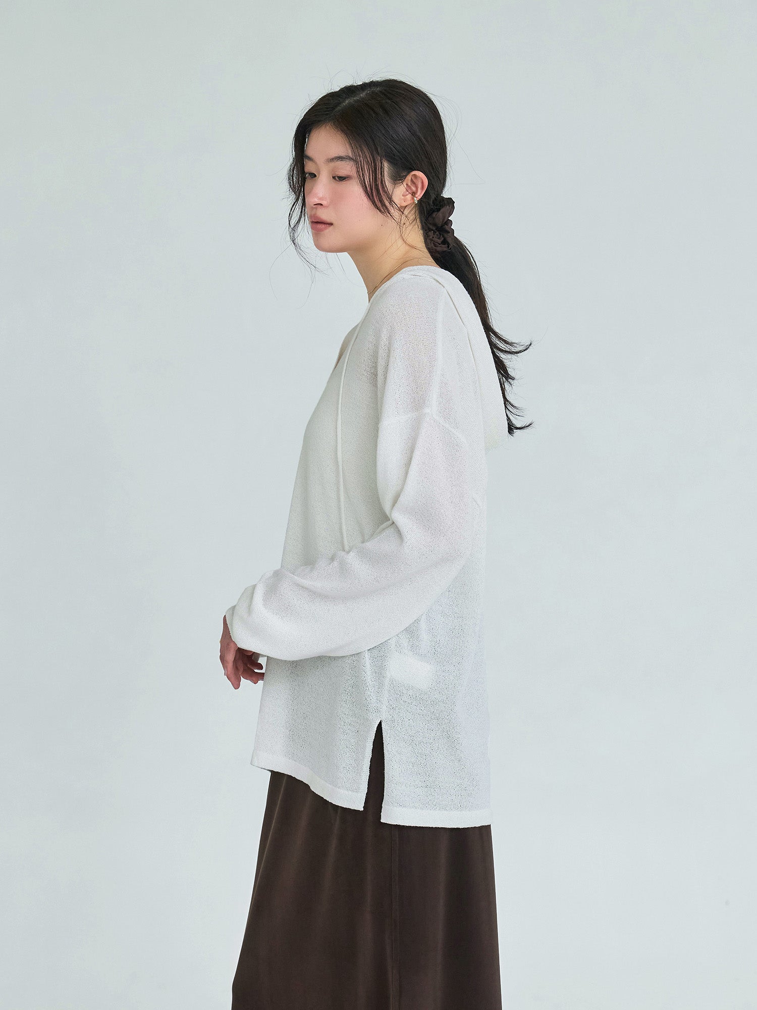 crewre online store / キーネックシアーニットフーディ