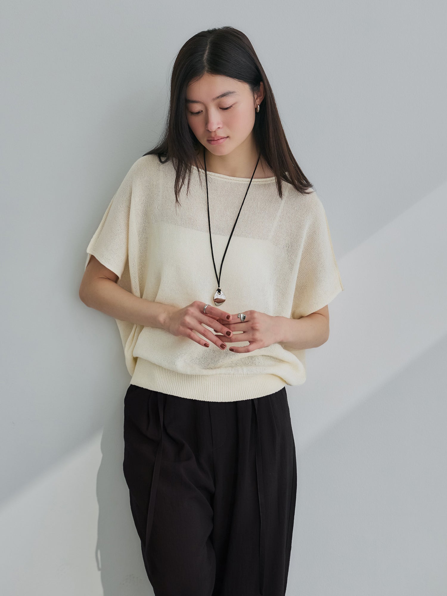 クルーレ crewre⭐︎エポーレットラグランコットンニット　ivory サイズ2 crewre online store / エポーレットラグランコットンニット