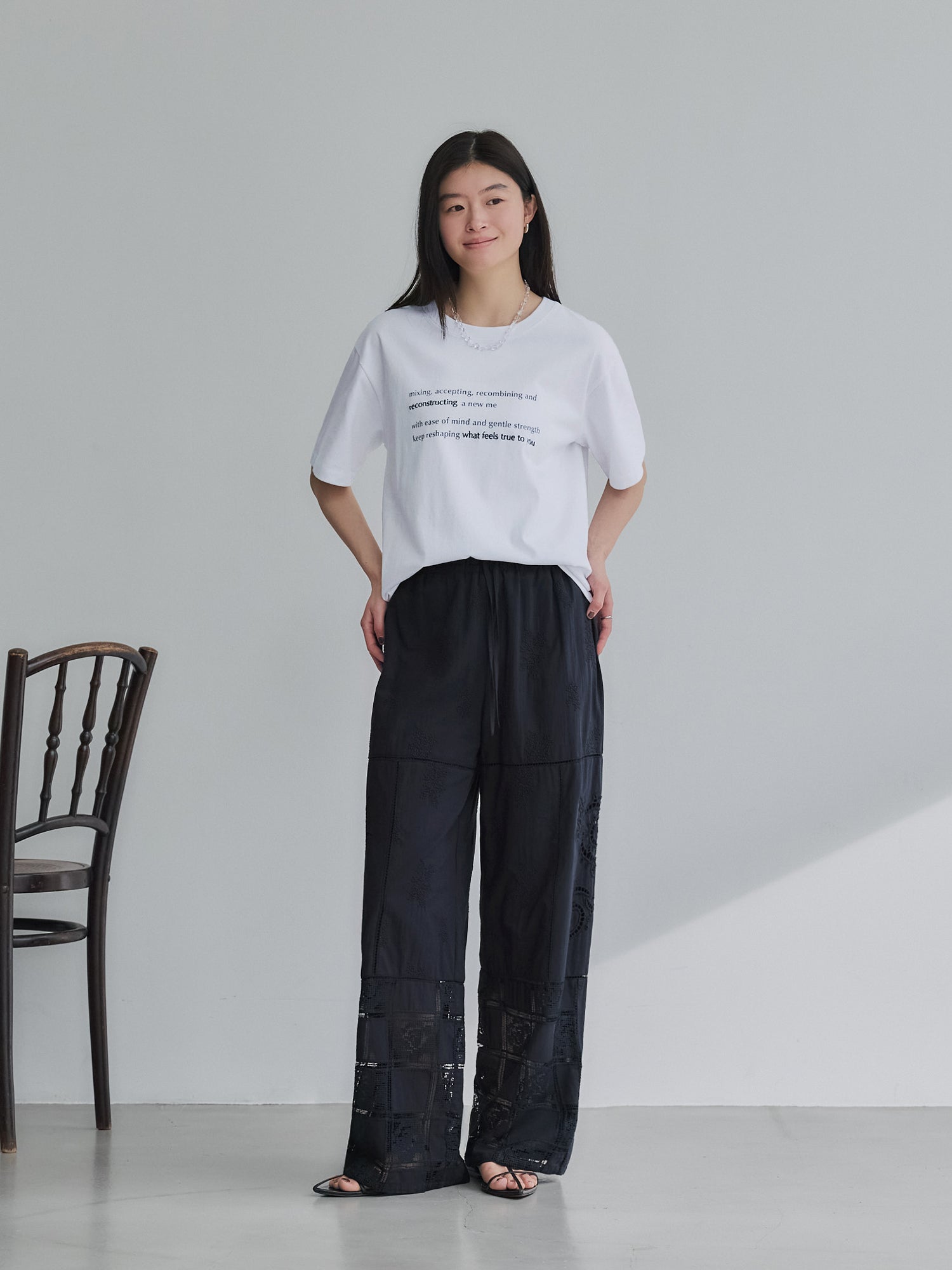 crewre online store / パネルデザインコットンレースパンツ