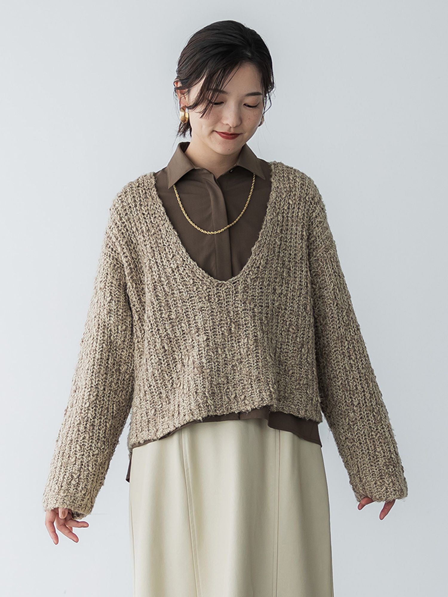 crewre online store / メランジディープVネックニット crewre online store / メランジディープVネックニット