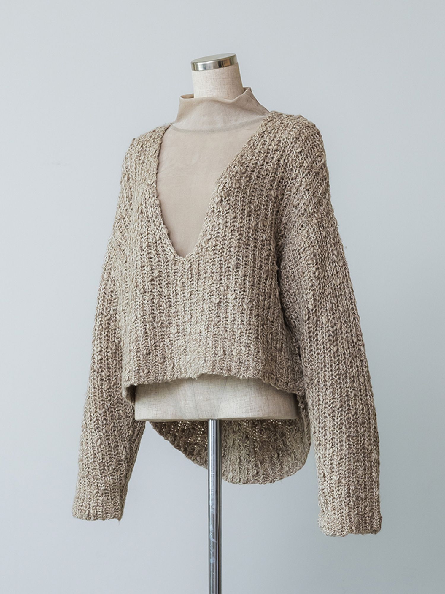 メランジディープVネックニット