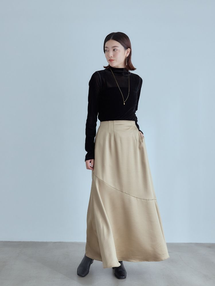 crewre online store / ドレープサテンマキシスカート