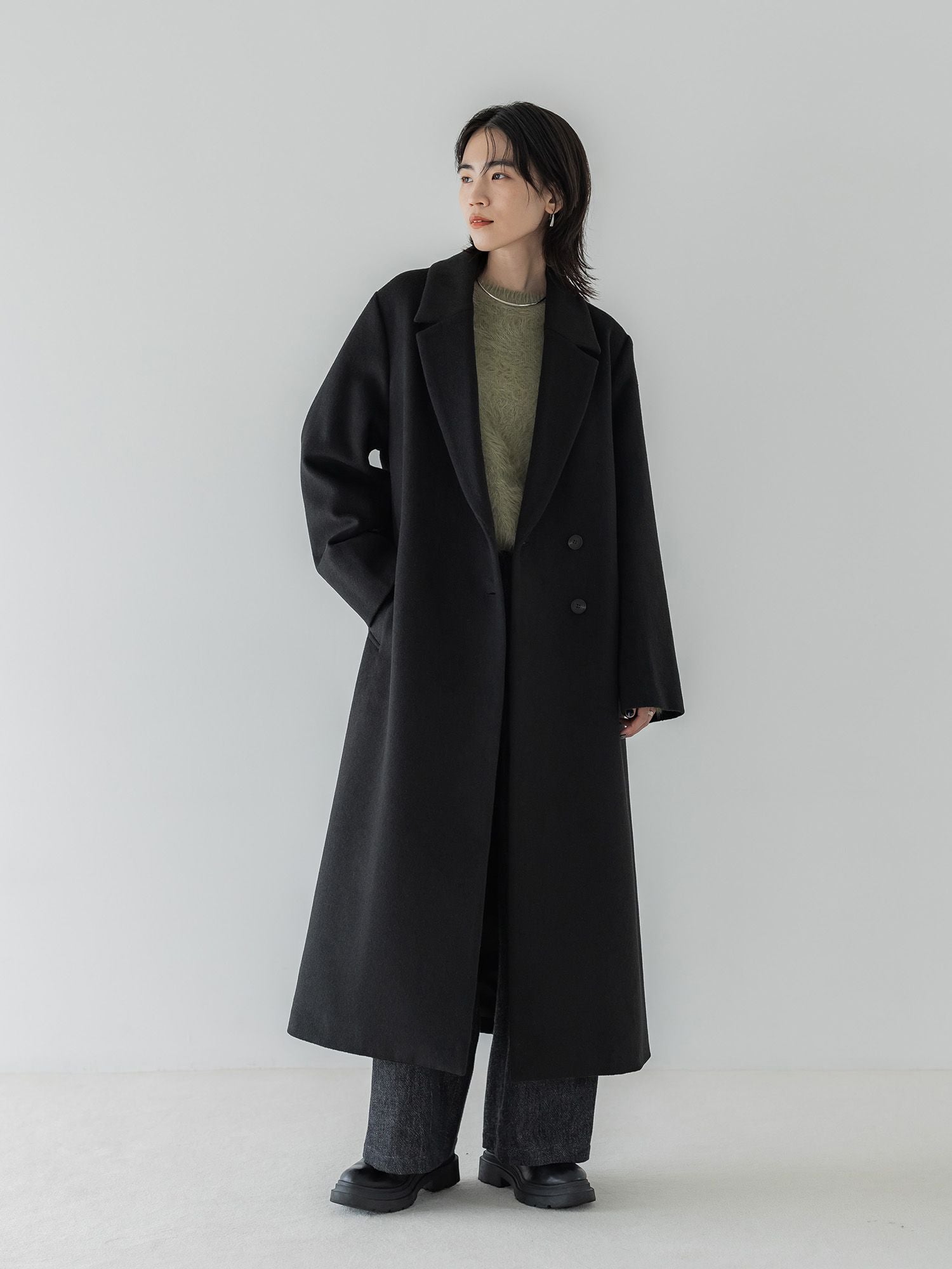crewre online store / アジャスタブルウールロングコート crewre online store / アジャスタブルウールロングコート