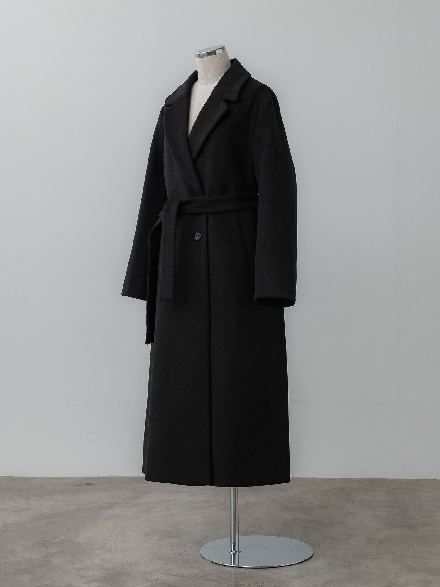 crewre アジャスタブルウールロングコート 黒 ブラック サイズ1 sサイズ crewre online store / アジャスタブルウールロングコート