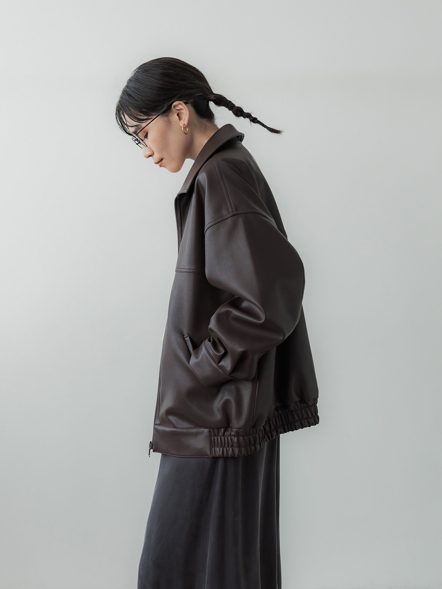 crewre online store / フェイクレザージップブルゾン