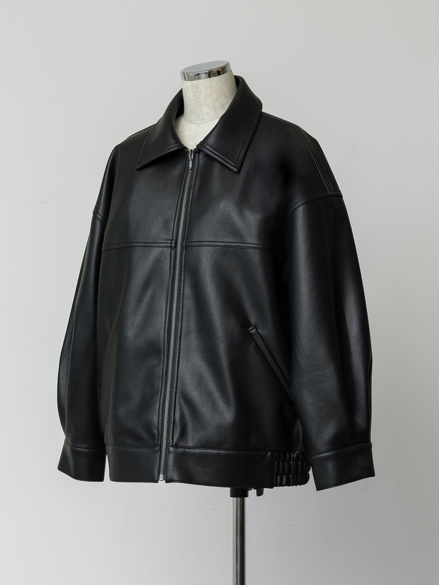【匿名配送】crewre フェイクレザージップブルゾン 黒 サイズ1 クルーレ crewre online store / フェイクレザージップブルゾン